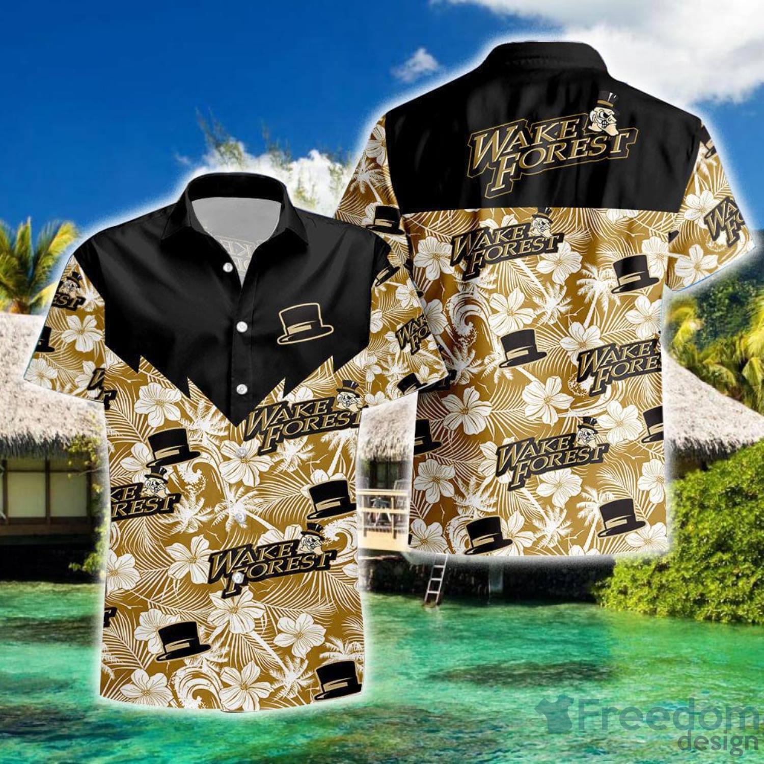 Wake Forest Demon Deacons 3D Hawaiian Shirt Flame Ball NCAA Summer Beach  For Fans Gift - Freedomdesign