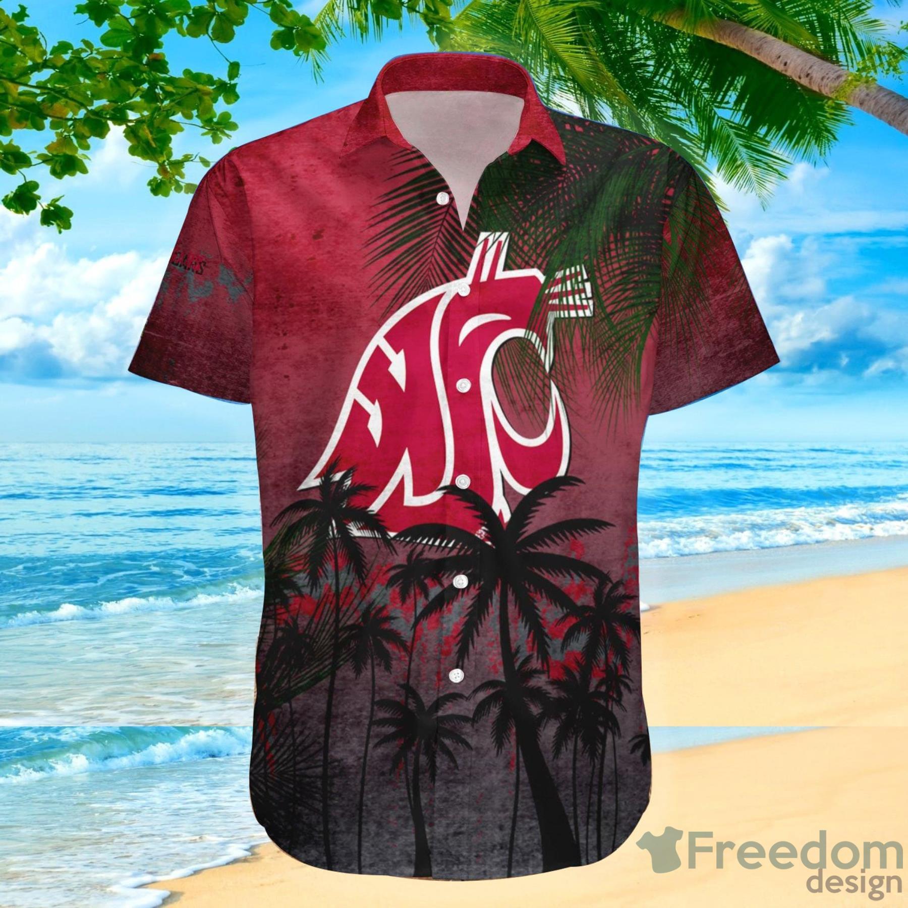 Washington Huskies Coconut Tree Tropical Coconut Hawaiian Shirt -  Freedomdesign