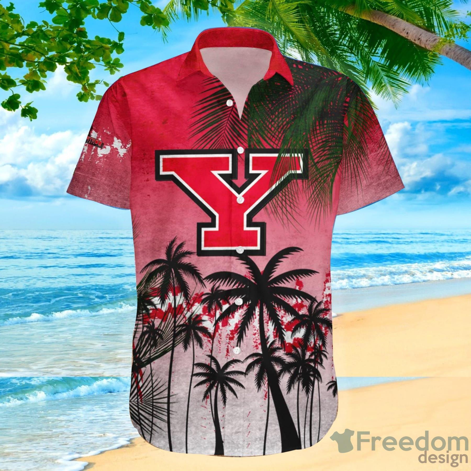 Youngstown State Penguins Coconut Tree Tropical Coconut Hawaiian Shirt Product Photo 2