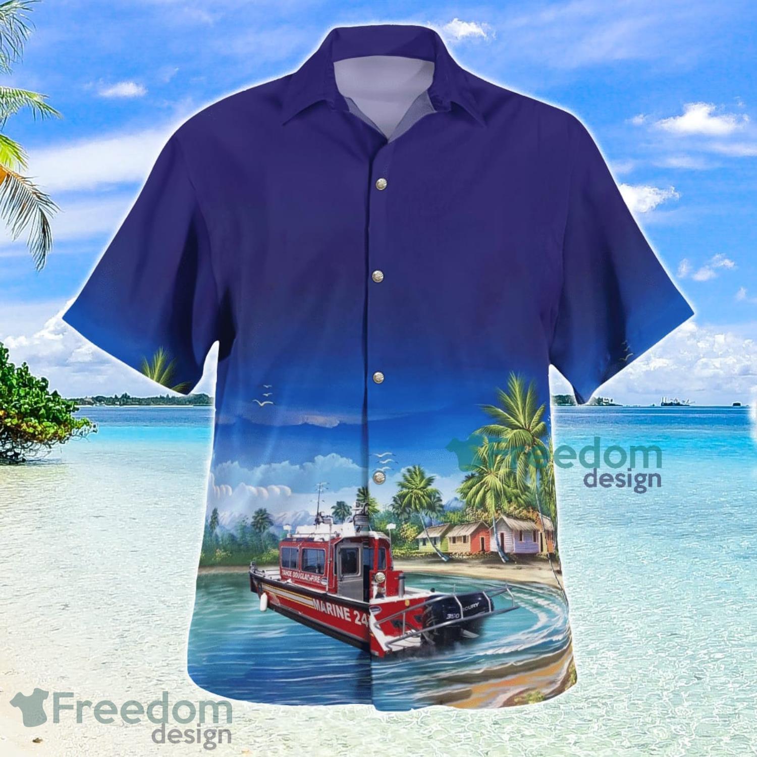 Zephyr Cove Nevada Tahoe Douglas Fire Protection District Fireboat Summer Gift Aloha Hawaiian Shirt Product Photo 2