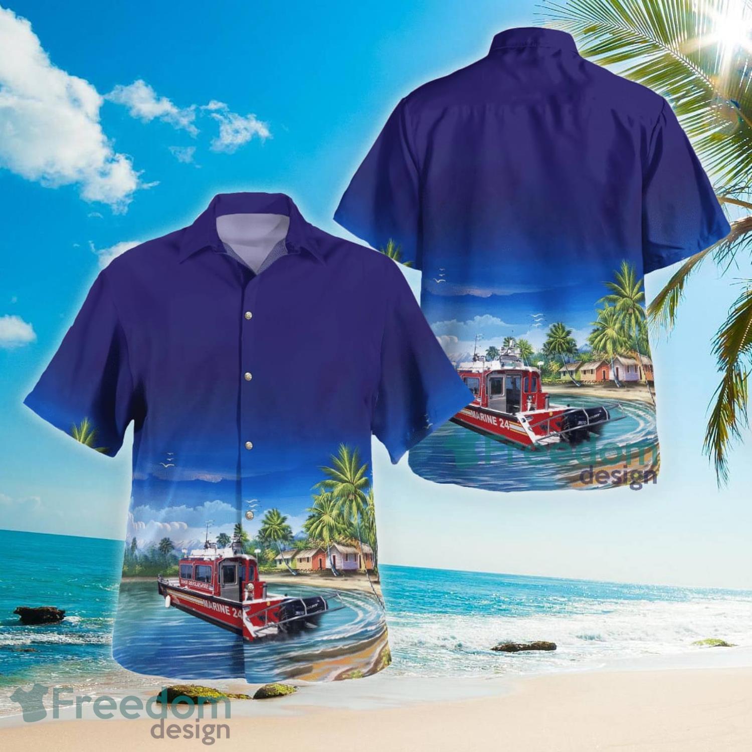 Zephyr Cove Nevada Tahoe Douglas Fire Protection District Fireboat Summer Gift Aloha Hawaiian Shirt Product Photo 1