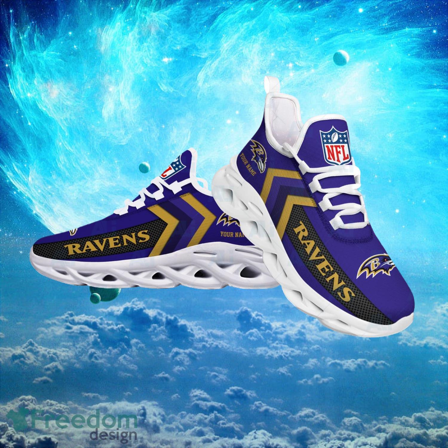 Baltimore Ravens NFL Logo Fans Custom Name Max Soul Shoes Product Photo 2