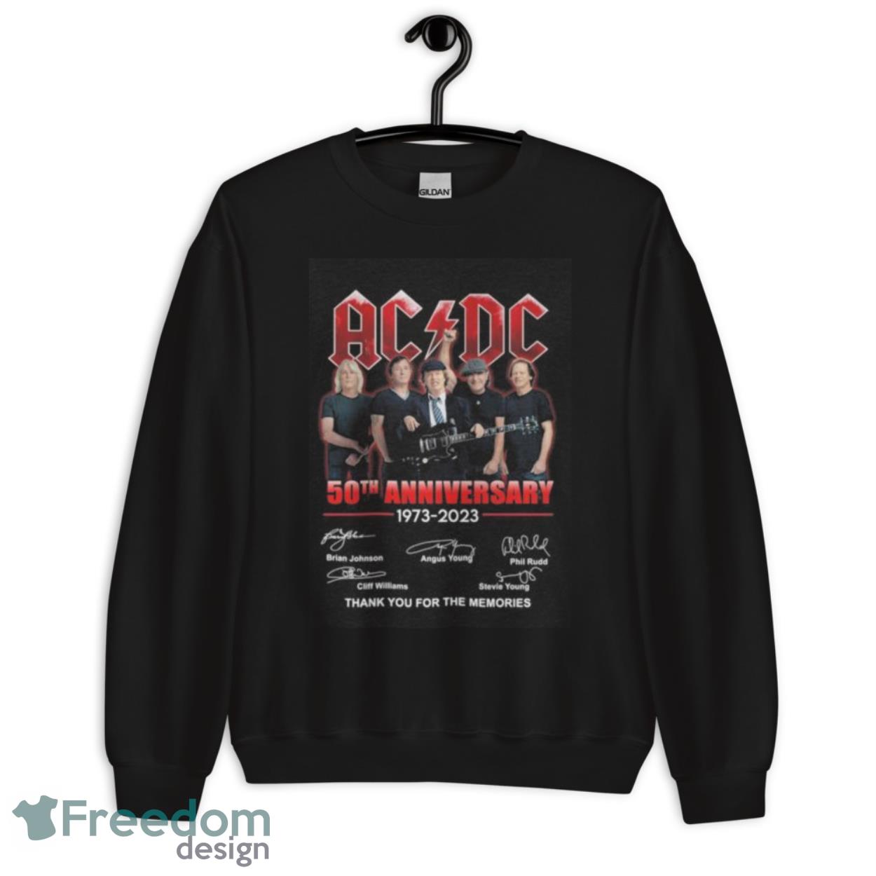 Band Rock AC DC 50th anniversary 1973 2023 thank you for the memories signatures shirt - Unisex Crewneck Sweatshirt Band Rock AC DC 50th anniversary 1973 2023 thank you for the memories signatures shirt - Unisex Crewneck Sweatshirt