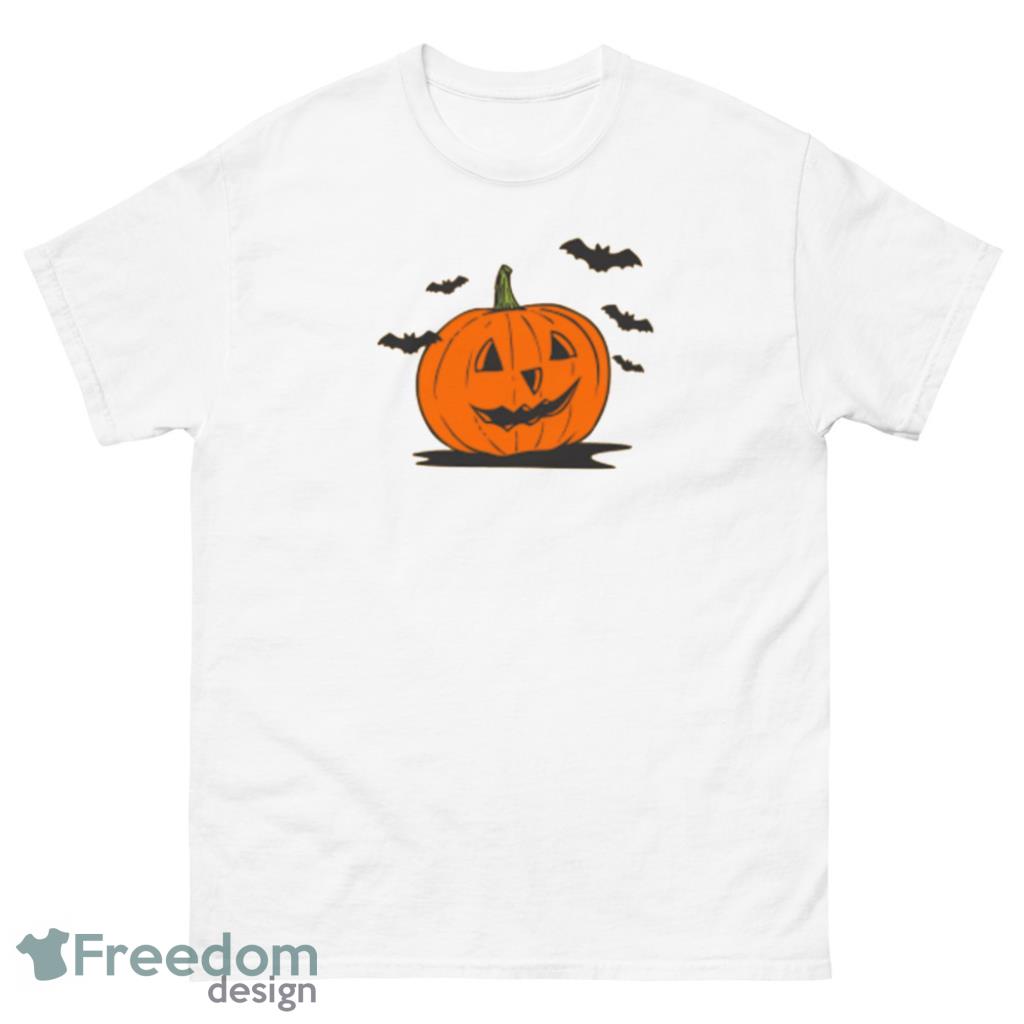 Bat And Big Pumpkin Halloween T-Shirt Product Photo 2