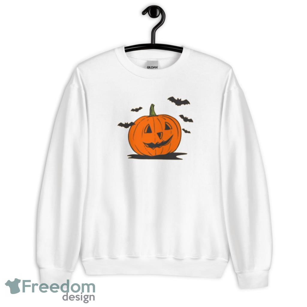 Bat And Big Pumpkin Halloween T-Shirt Product Photo 1