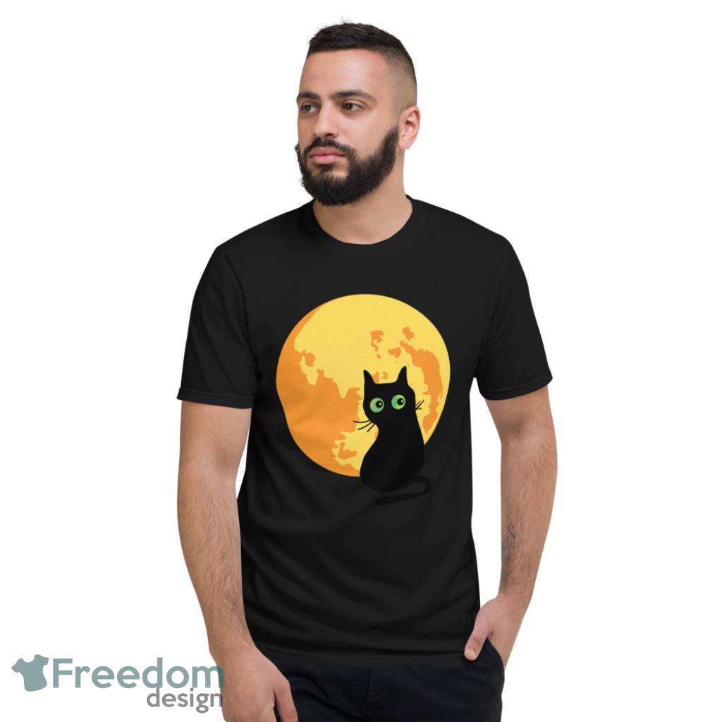 Black Cat Green Eyes Yellow Moon Costume Halloween T-Shirt Product Photo 2