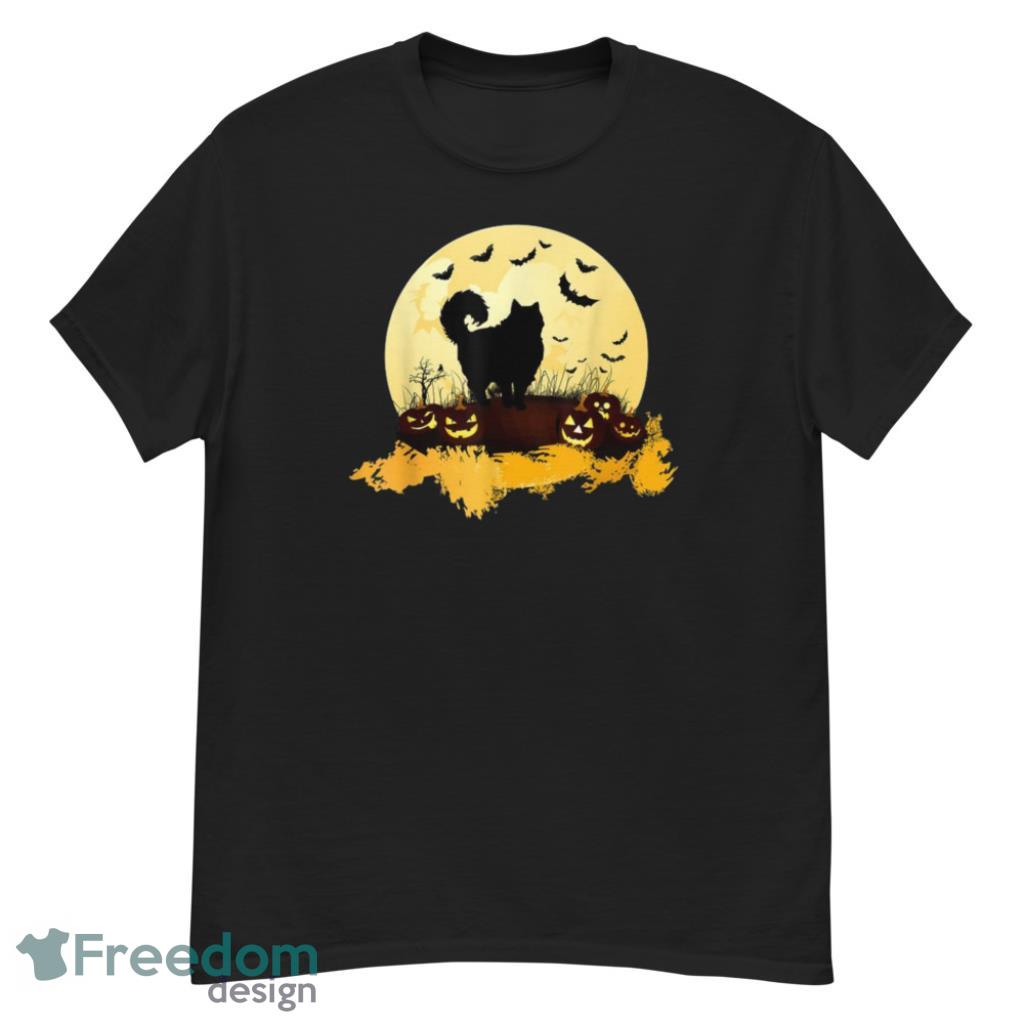 Cat Pumpkin Moonlight Bats Costume Halloween T-Shirt Product Photo 1