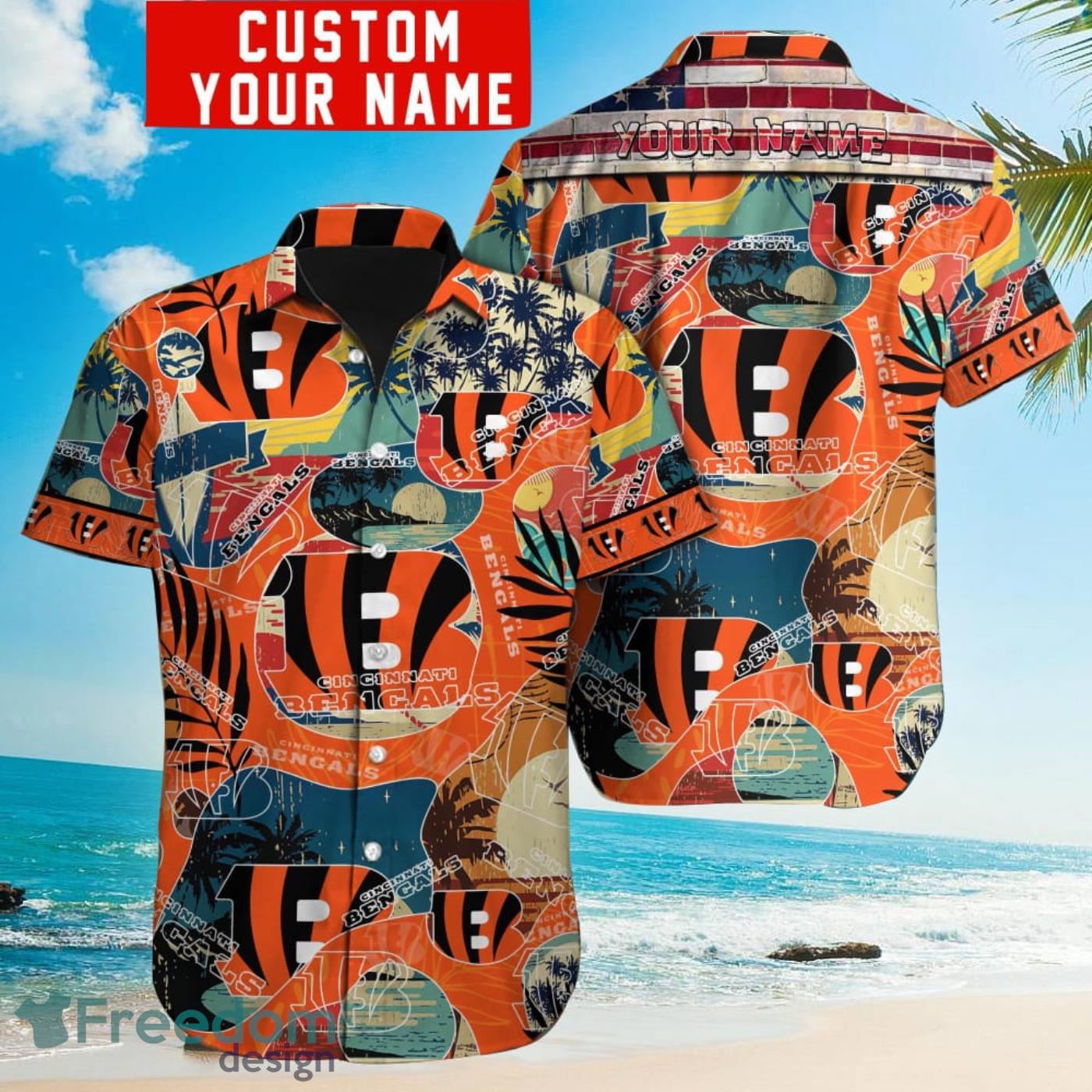 Cincinnati Bengals Custom Name NFL Hawaiian Shirt And Shorts Gift