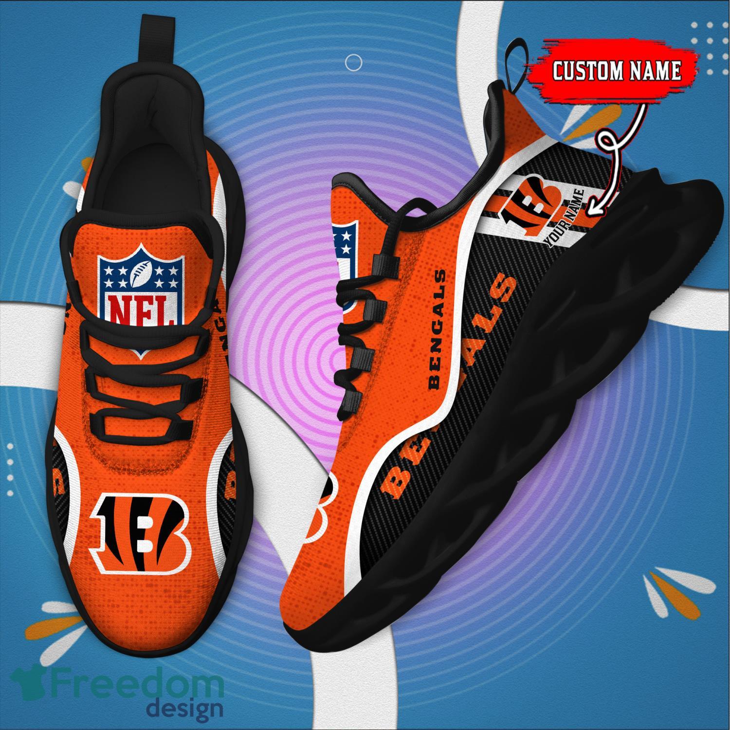 Cincinnati Bengals Custom Name Luxury NFL Max Soul Shoes Design 2