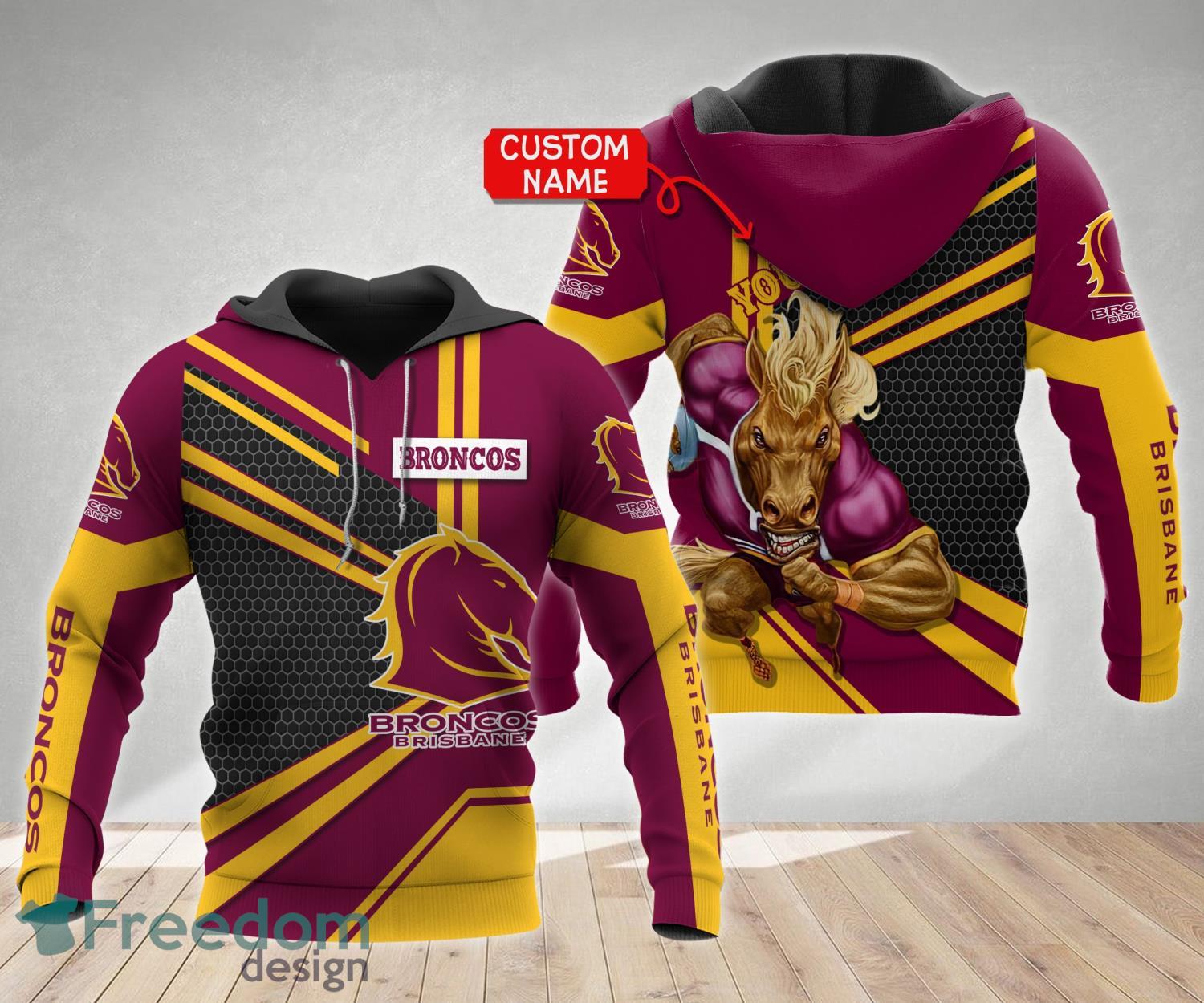 Personalized Brisbane Broncos NRL Mascot All Over Print 3D Baseball Jersey  Shirt