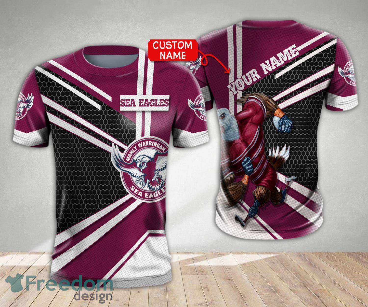 Manly Warringah Sea Eagles Custom Name Father's Day NRL Custom Polo Shirt  Best Gift For Fans