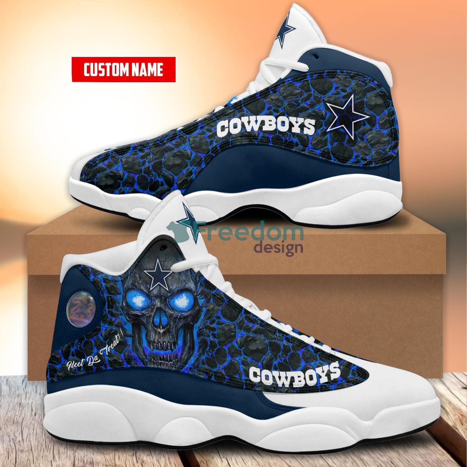 Personalized skull dallas cowboys nfl custom air jordan 13 shoes