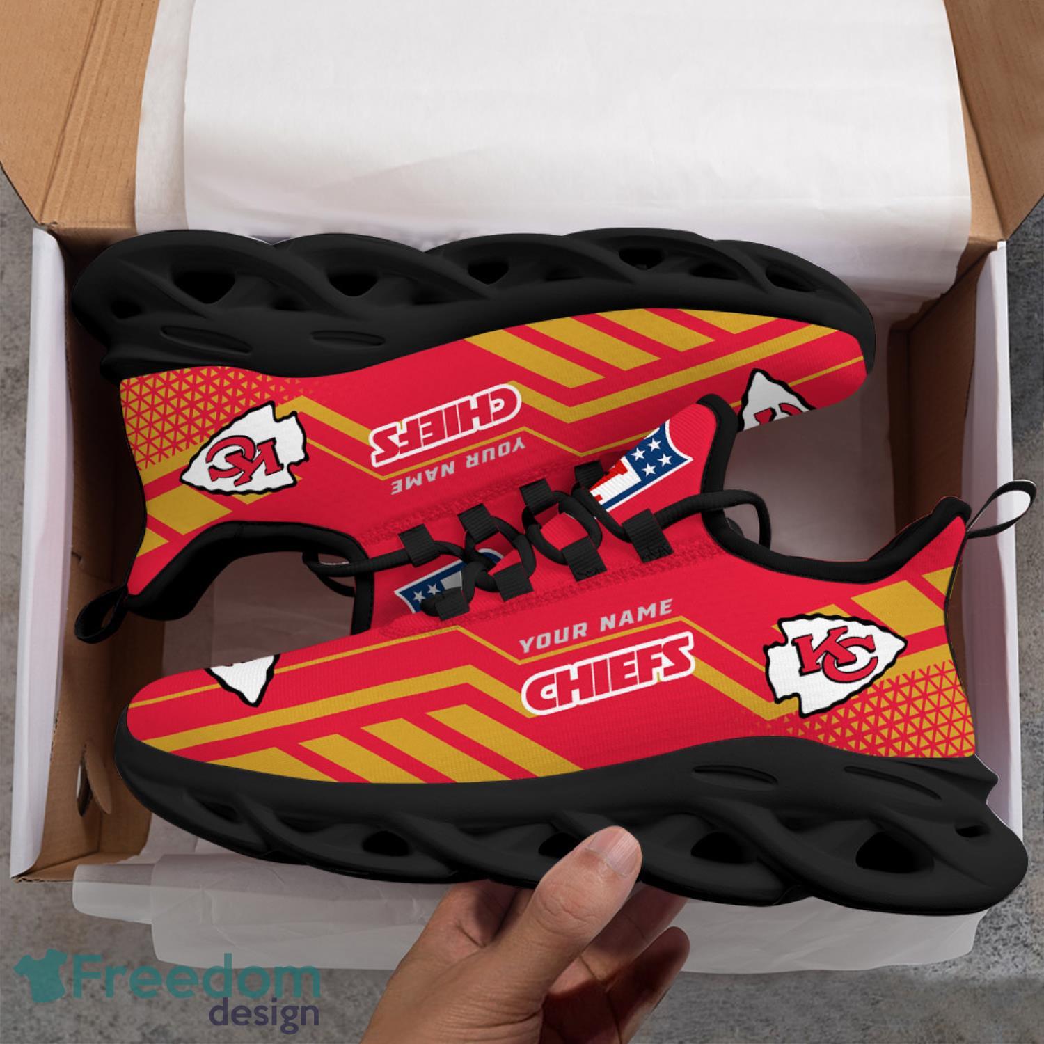 NFL Kansas City Chiefs Custom Name Red Black Max Soul Shoes V2