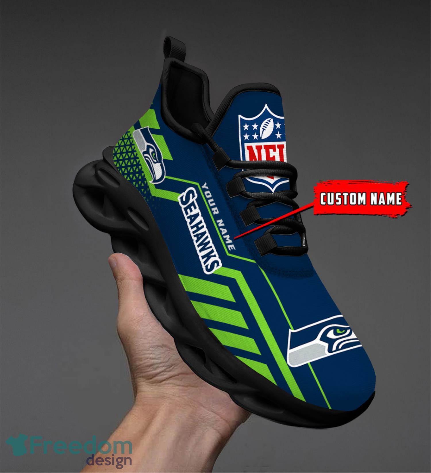 Seattle Seahawks NFL Logo Fans Custom Name Max Soul Shoes - Freedomdesign