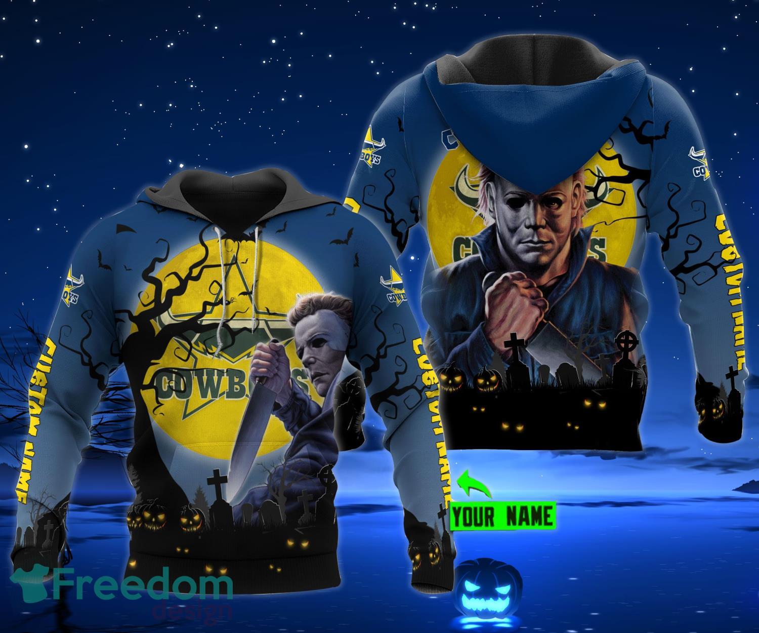 Custom Name North Queensland Cowboys NFL 3D Hoodie Michael Myers