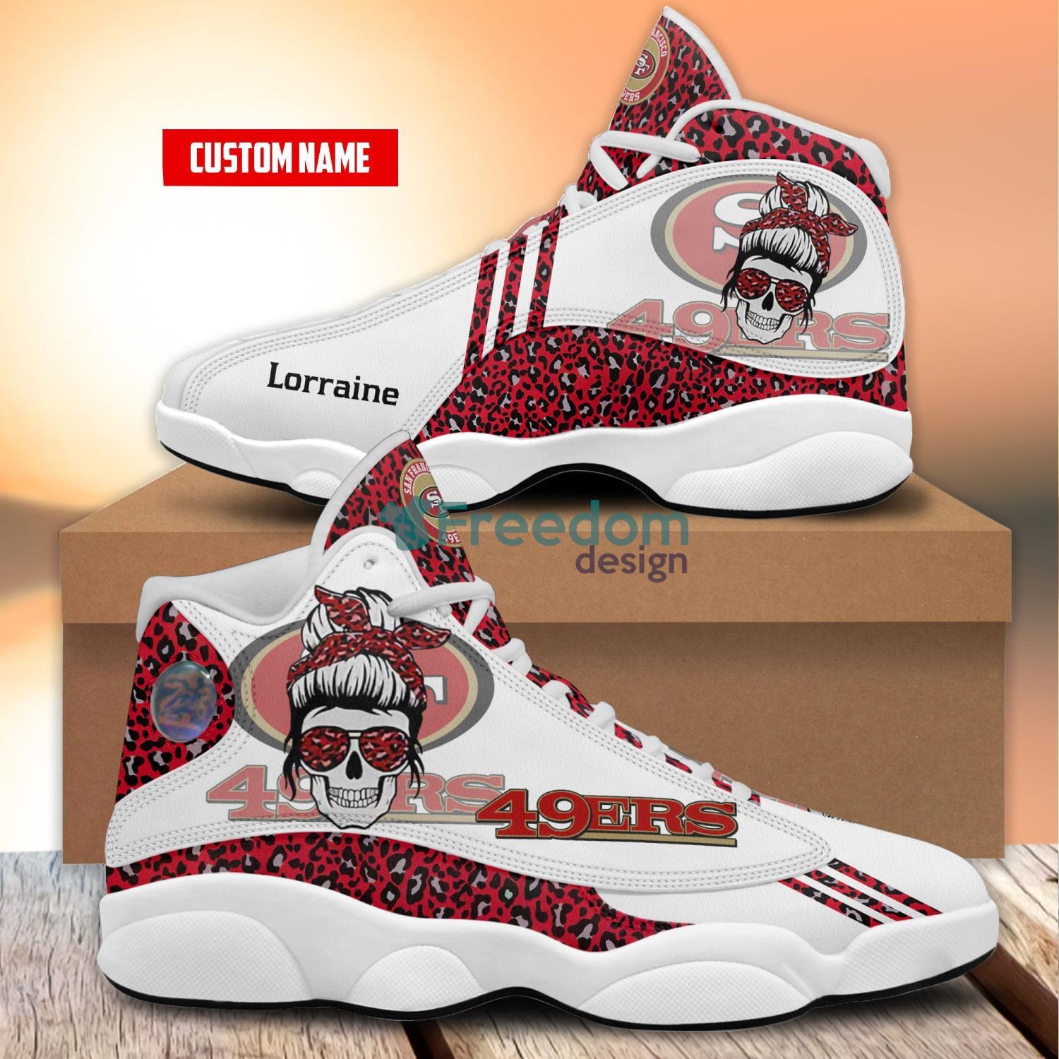 NFL San Francisco 49ers Custom Name Red Skull Air Jordan 13 Shoes