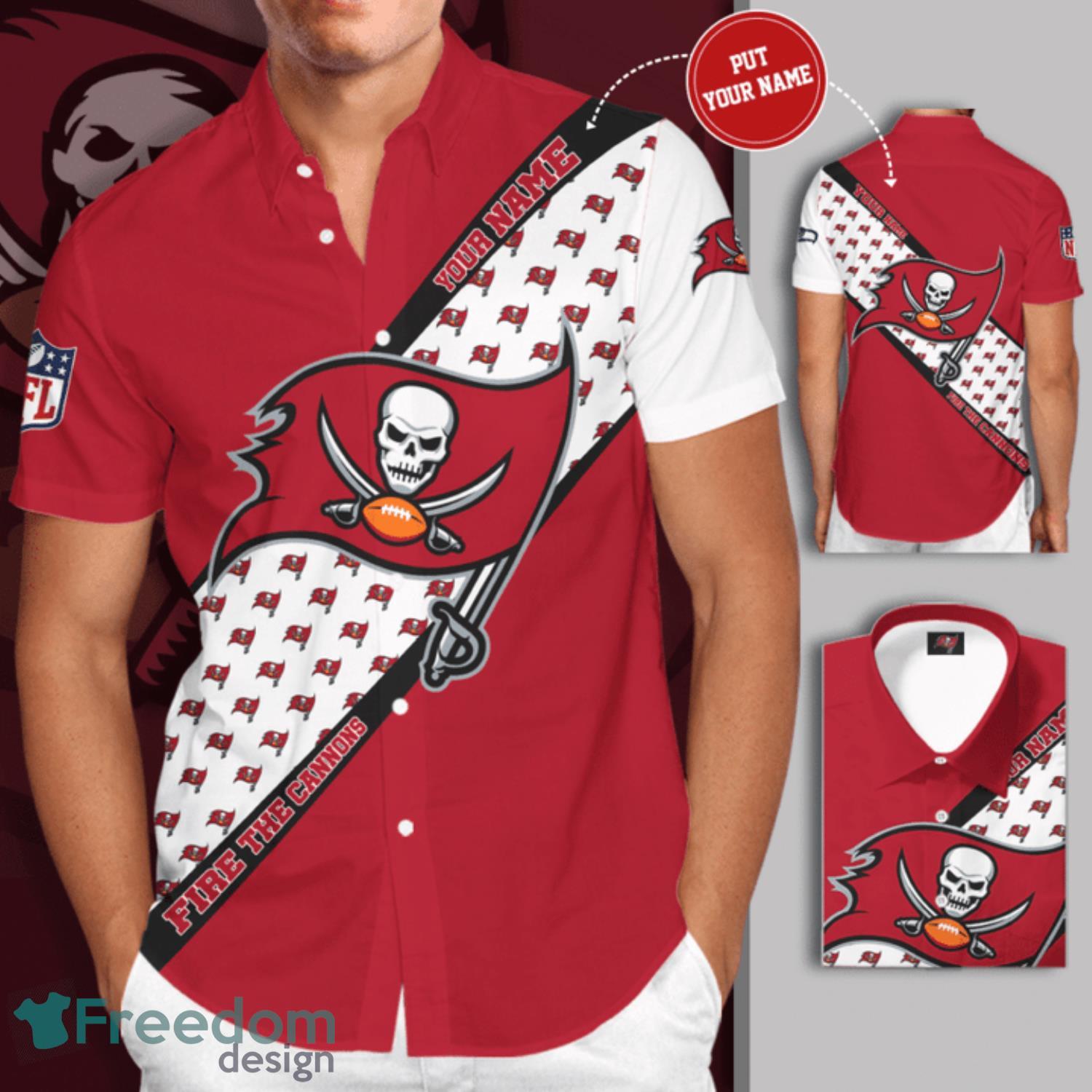 Custom Name Tampa Bay Buccaneers Big Logo Fire The Canons All Over