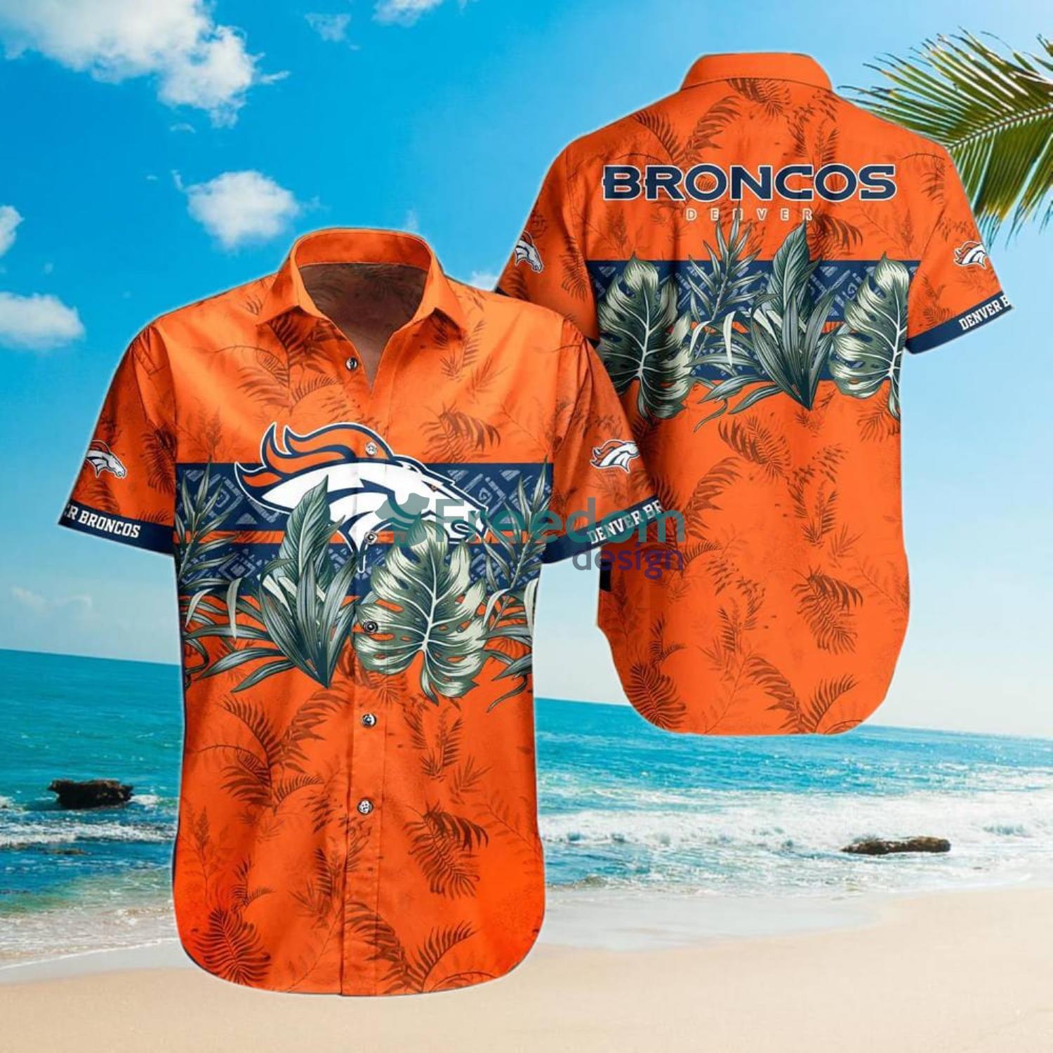 NFL Denver Broncos Orange Navy Blue Hawaiian Shirt V2