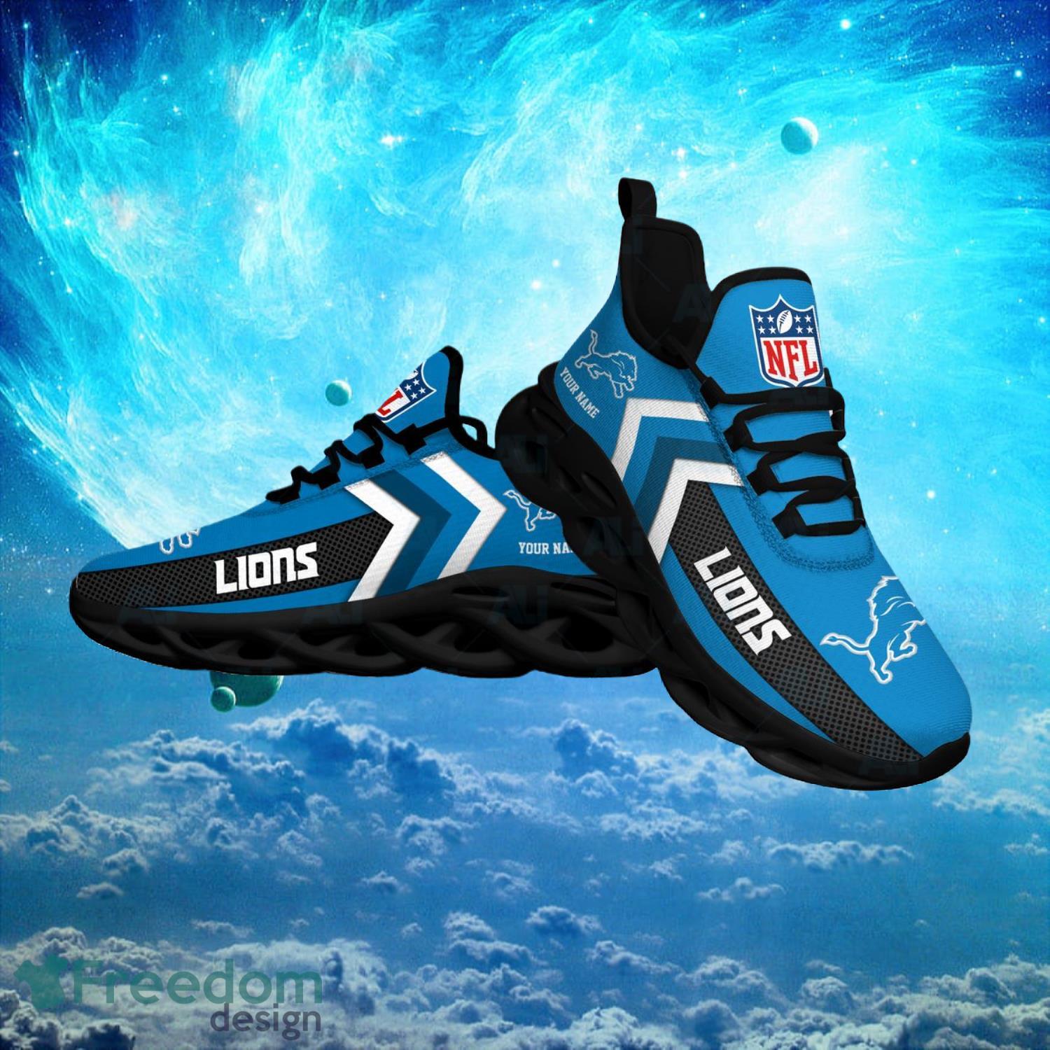 Detroit Lions NFL Logo Fans Custom Name Max Soul Shoes Product Photo 1