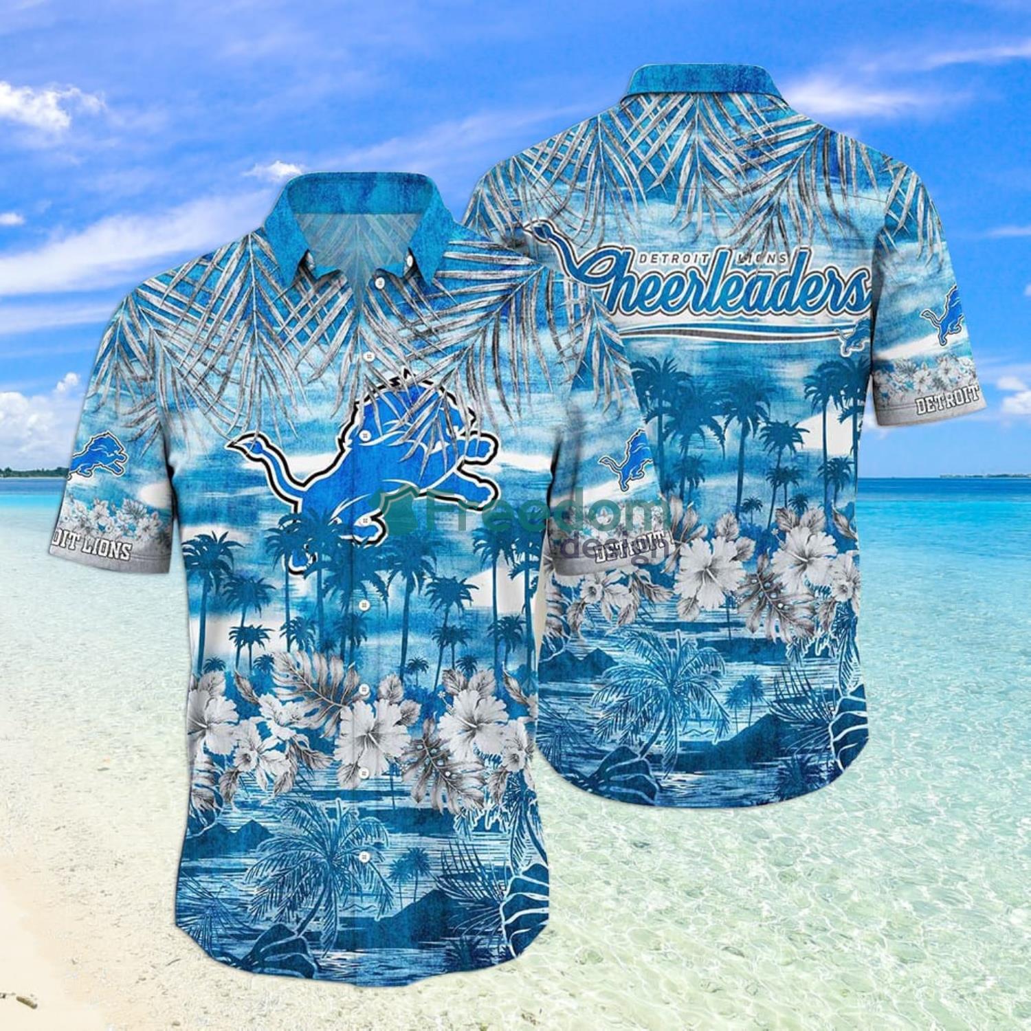 NFL Detroit Lions Floral Tropical Hawaiian Shirt And Short