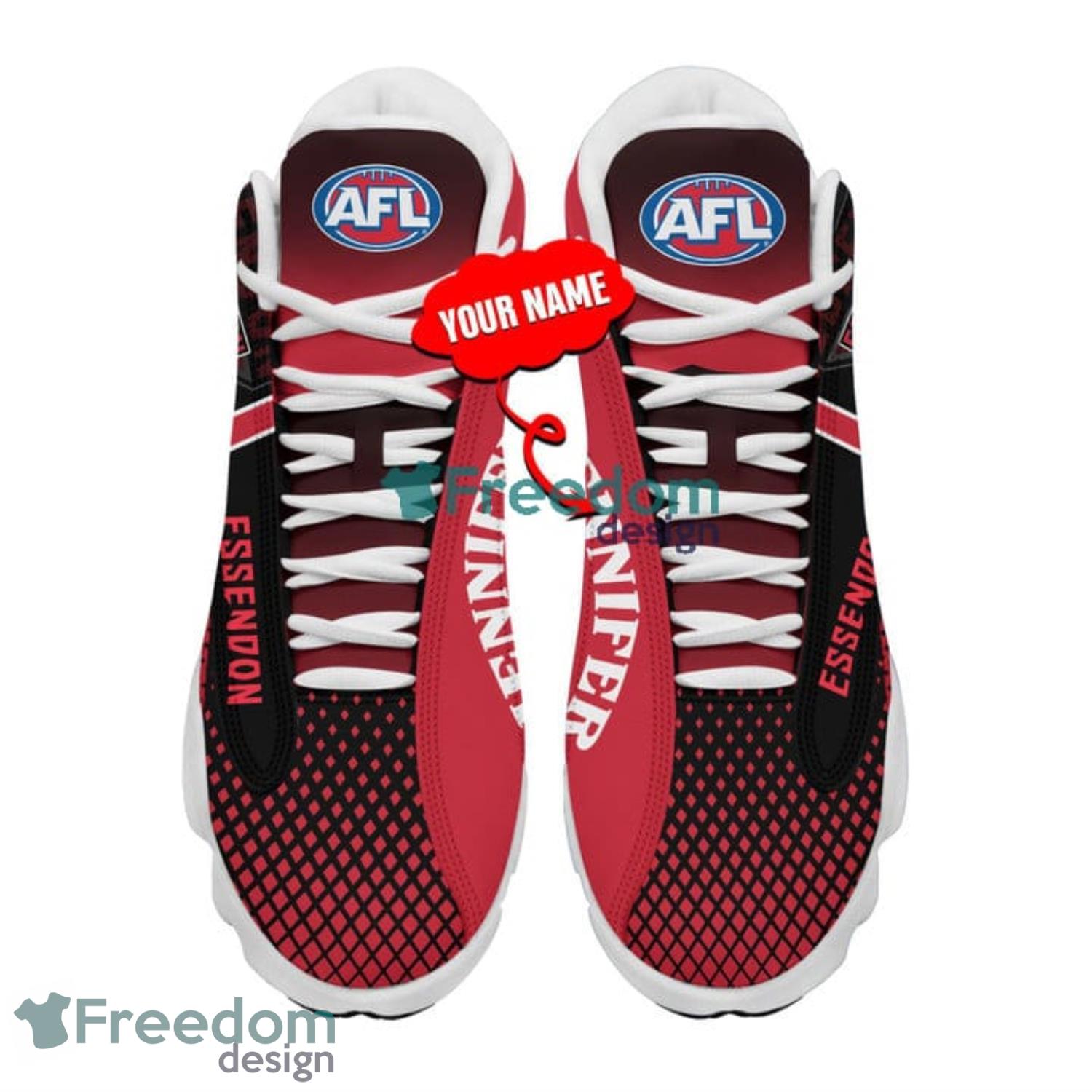 AFL Essendon Bombers Custom Name Red Black Air Jordan 13 Shoes