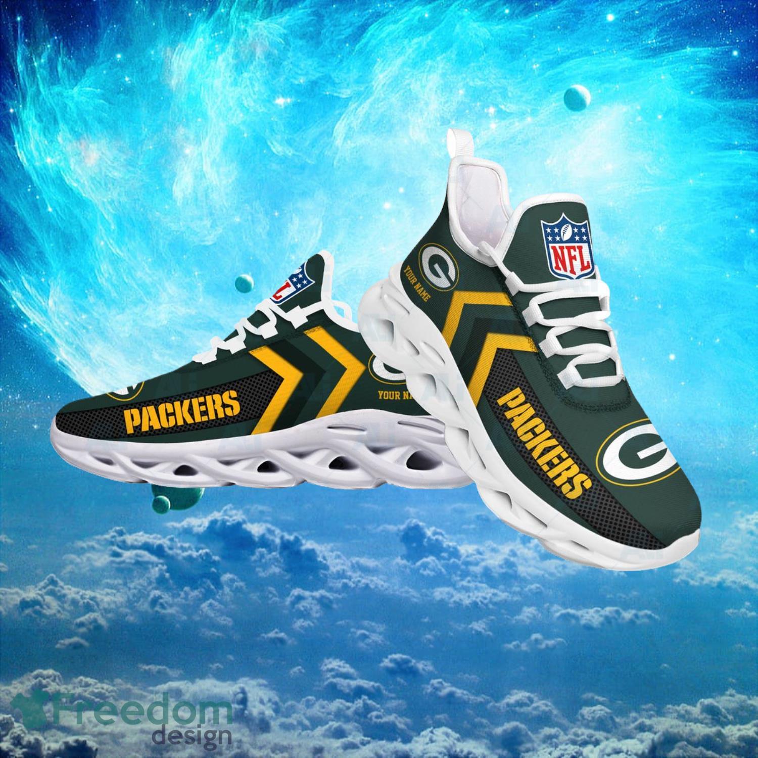 Green Bay Packers NFL Logo Fans Custom Name Max Soul Shoes Product Photo 2