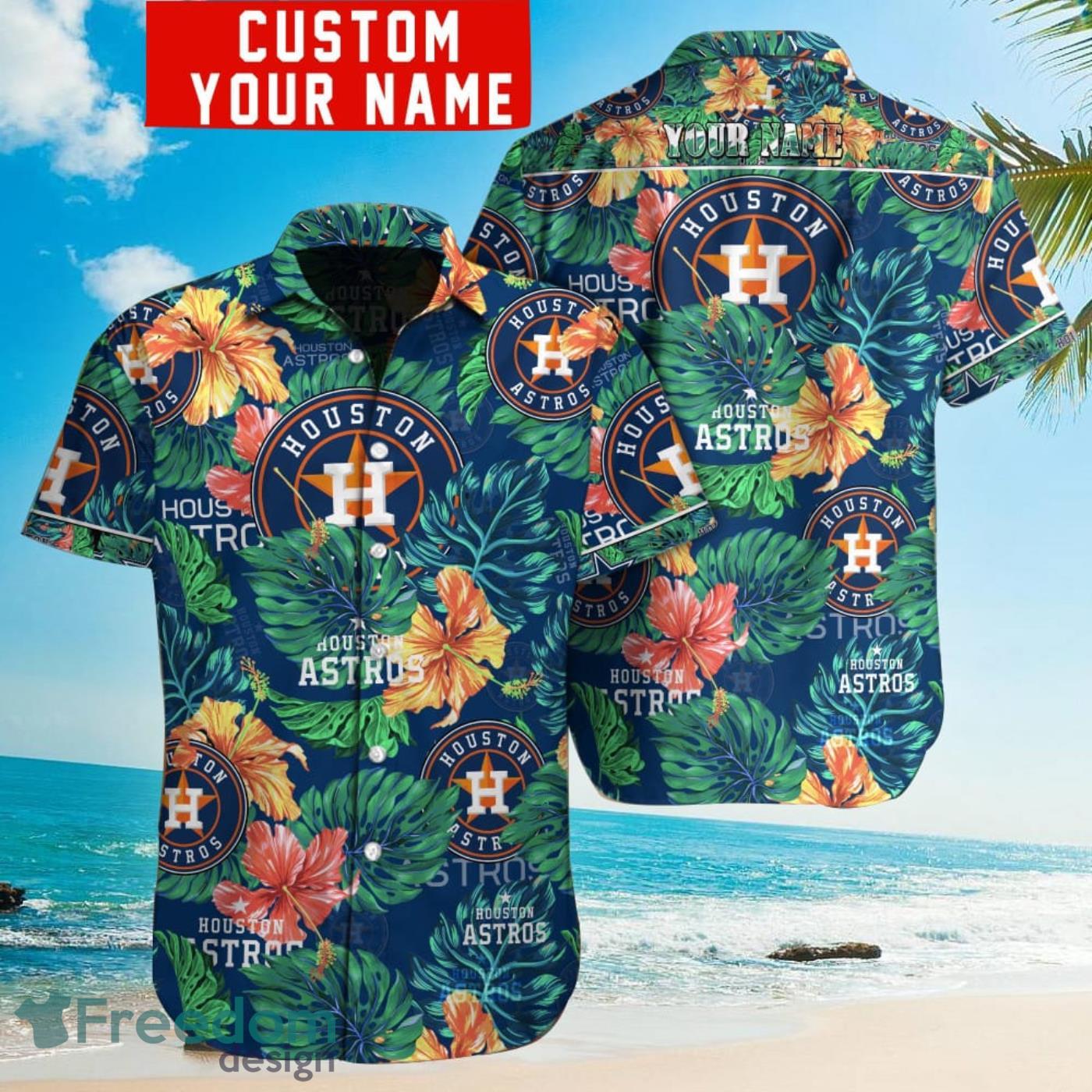 Custom Name And Number Houston Astros Baseball Cool Hawaiian Shirt -  Freedomdesign