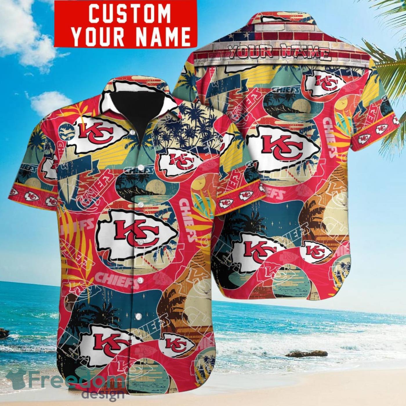 Kansas City Chiefs Tropical Floral Custom Name Aloha Hawaiian Shirt