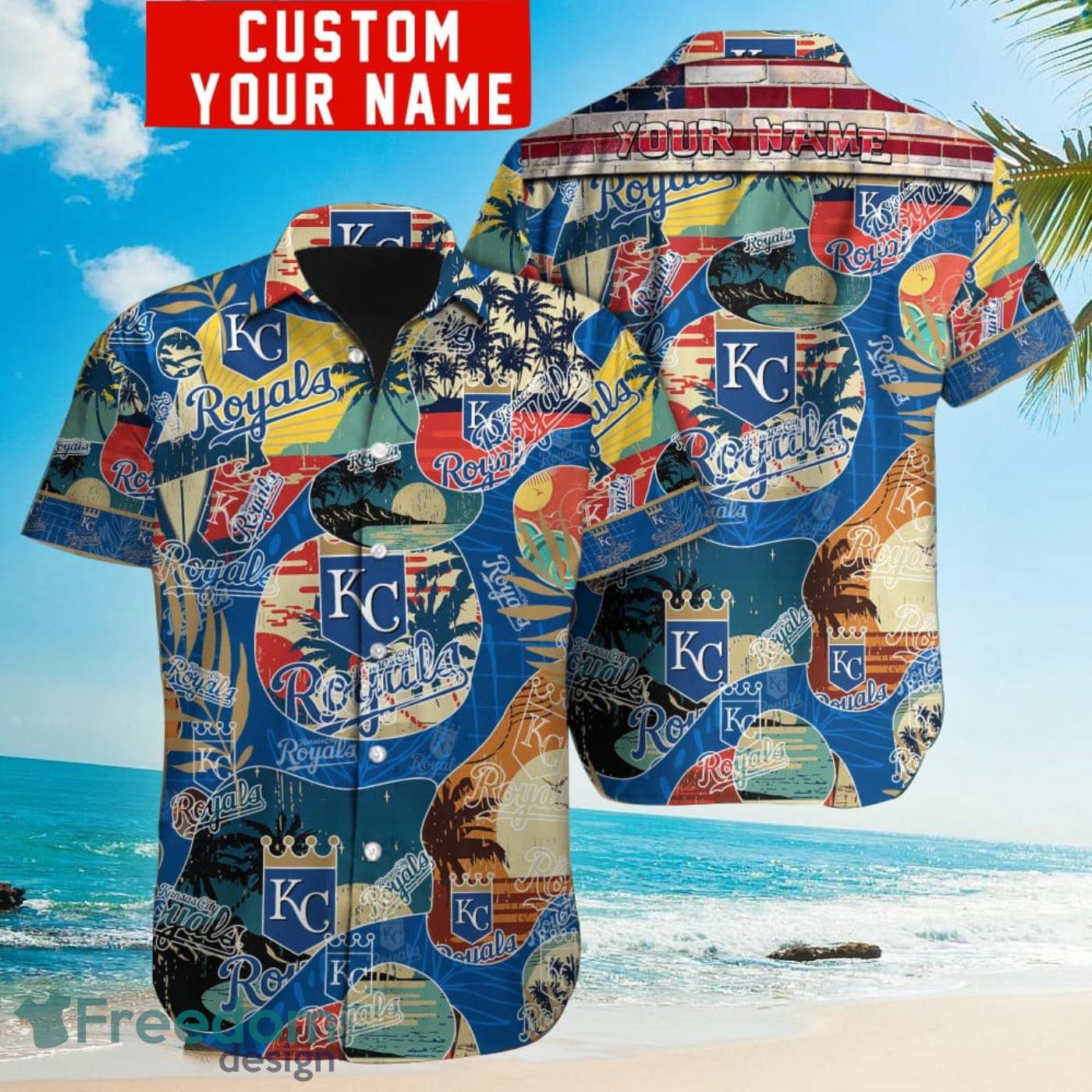 Kansas City Royals MLB Custom Name All Over Print Hawaiian Shirt