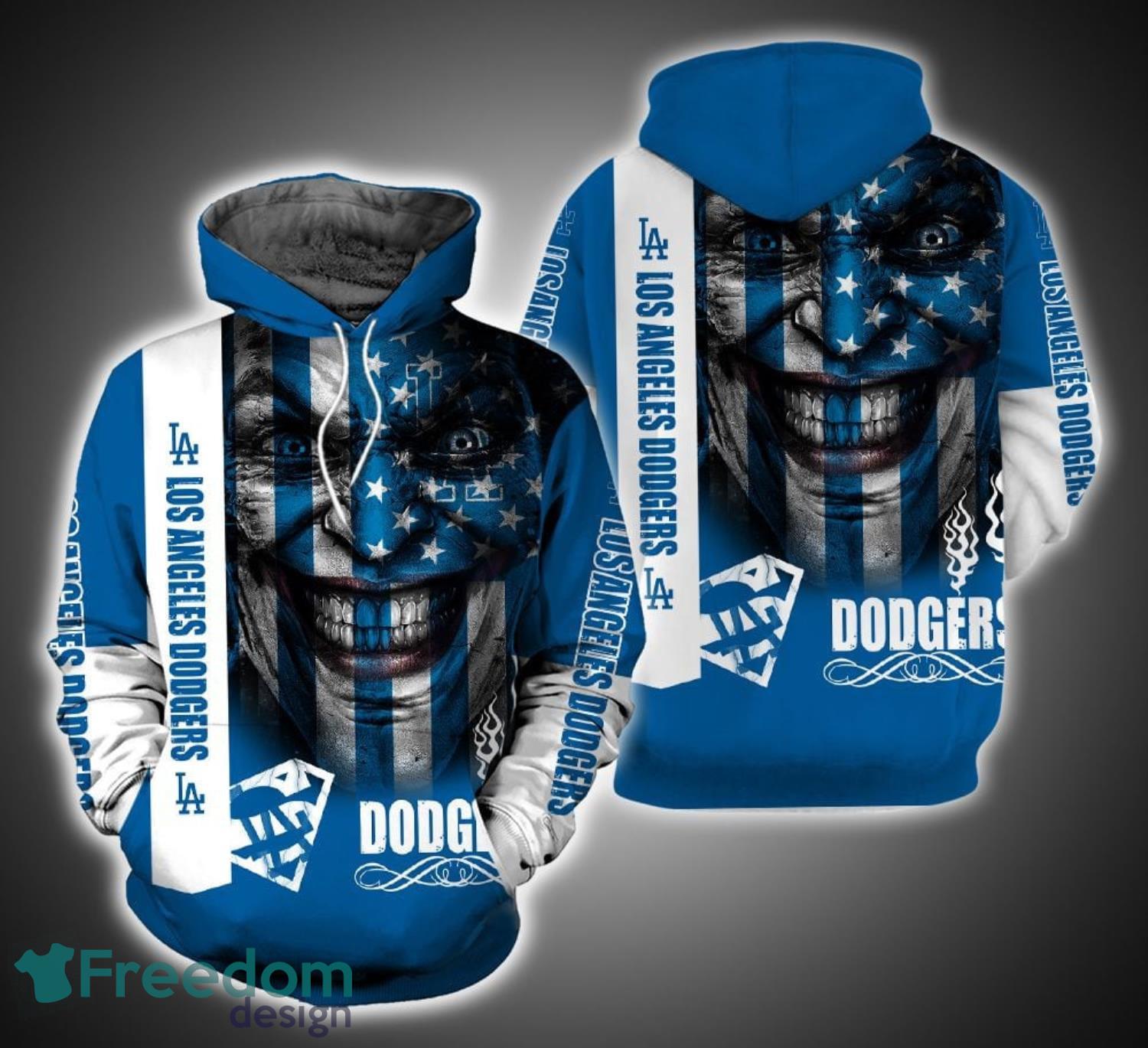 Custom Los Angeles Dodgers Hoodie 3D Blue Skull Dodgers Gift