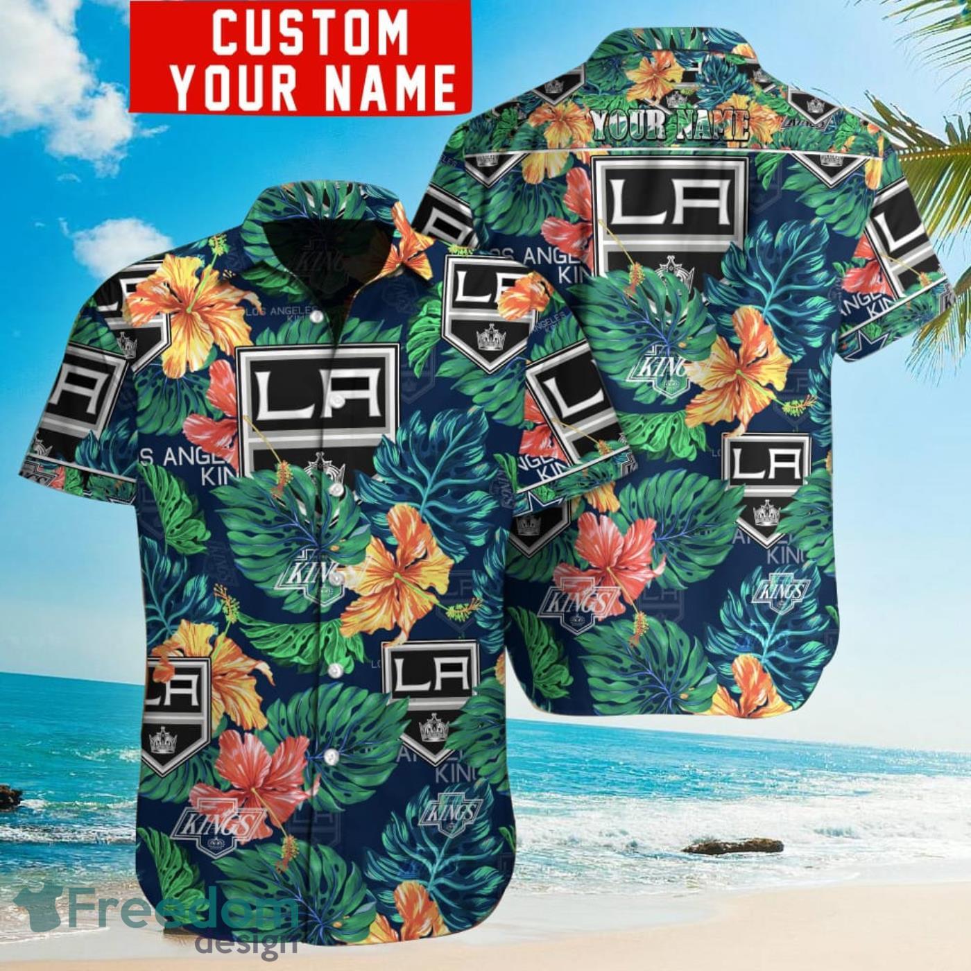 Los Angeles Kings Personalized Name Tropical Floral Men Women