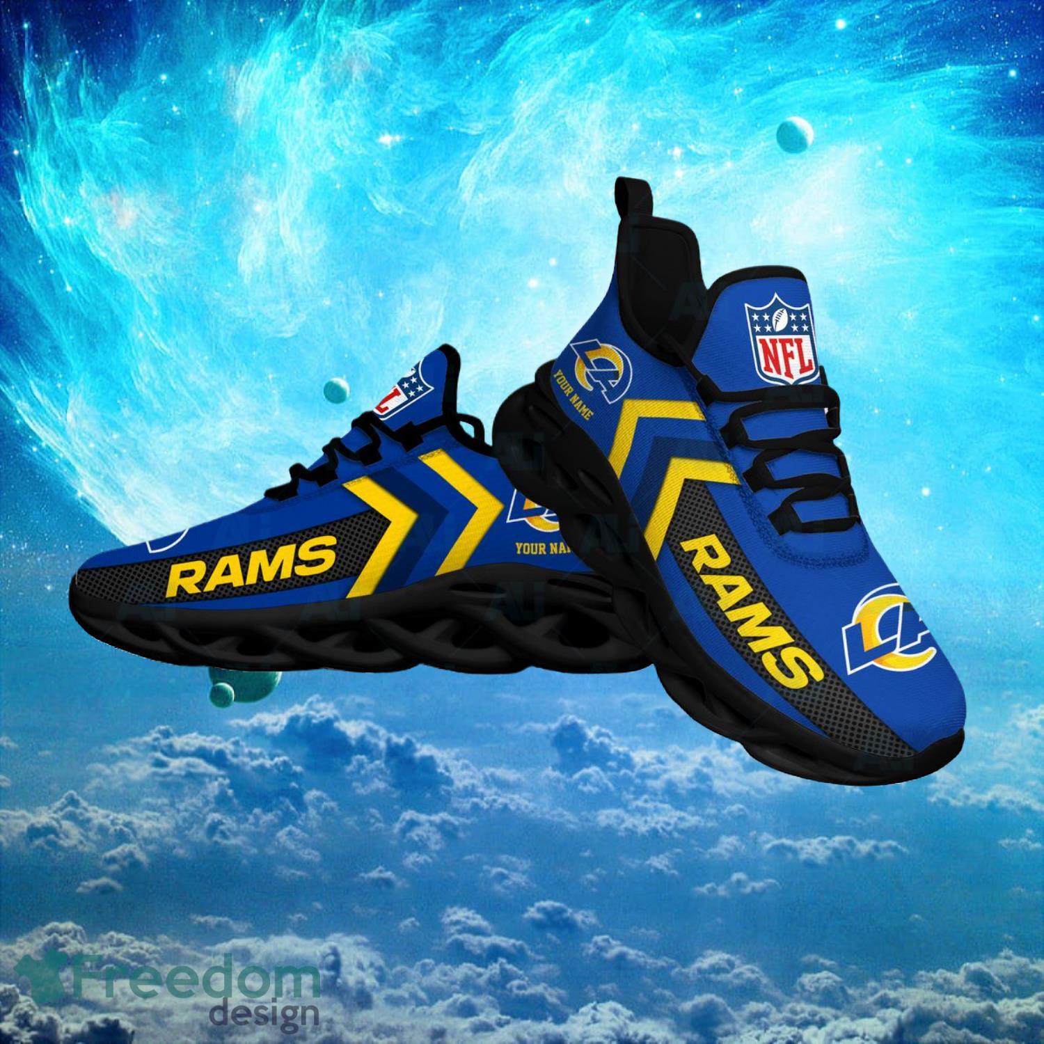 Custom Name NFL Los Angeles Rams Style Logo Caro Max Soul Shoes