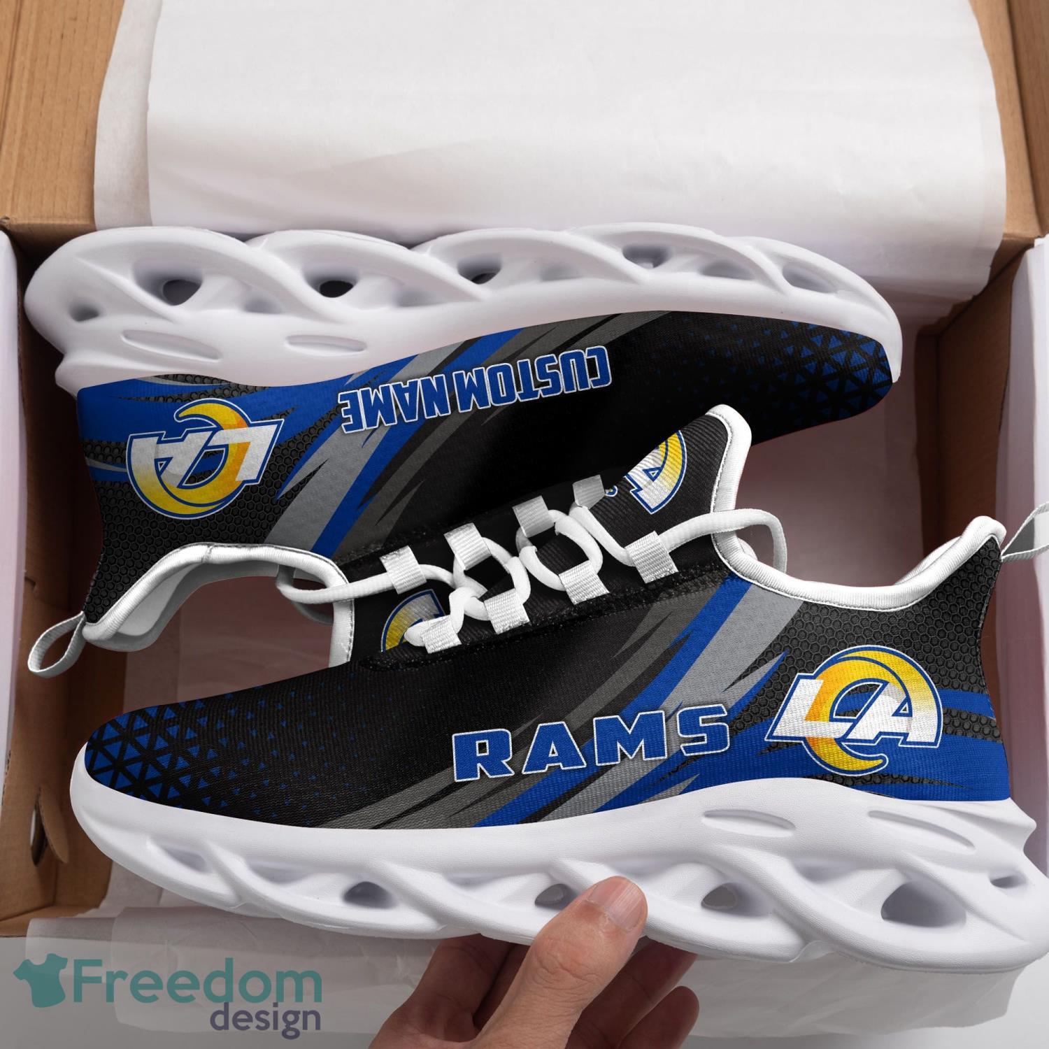 Los Angeles Rams Max Soul Sneakers Custom Name Running Shoes For Fans -  Freedomdesign