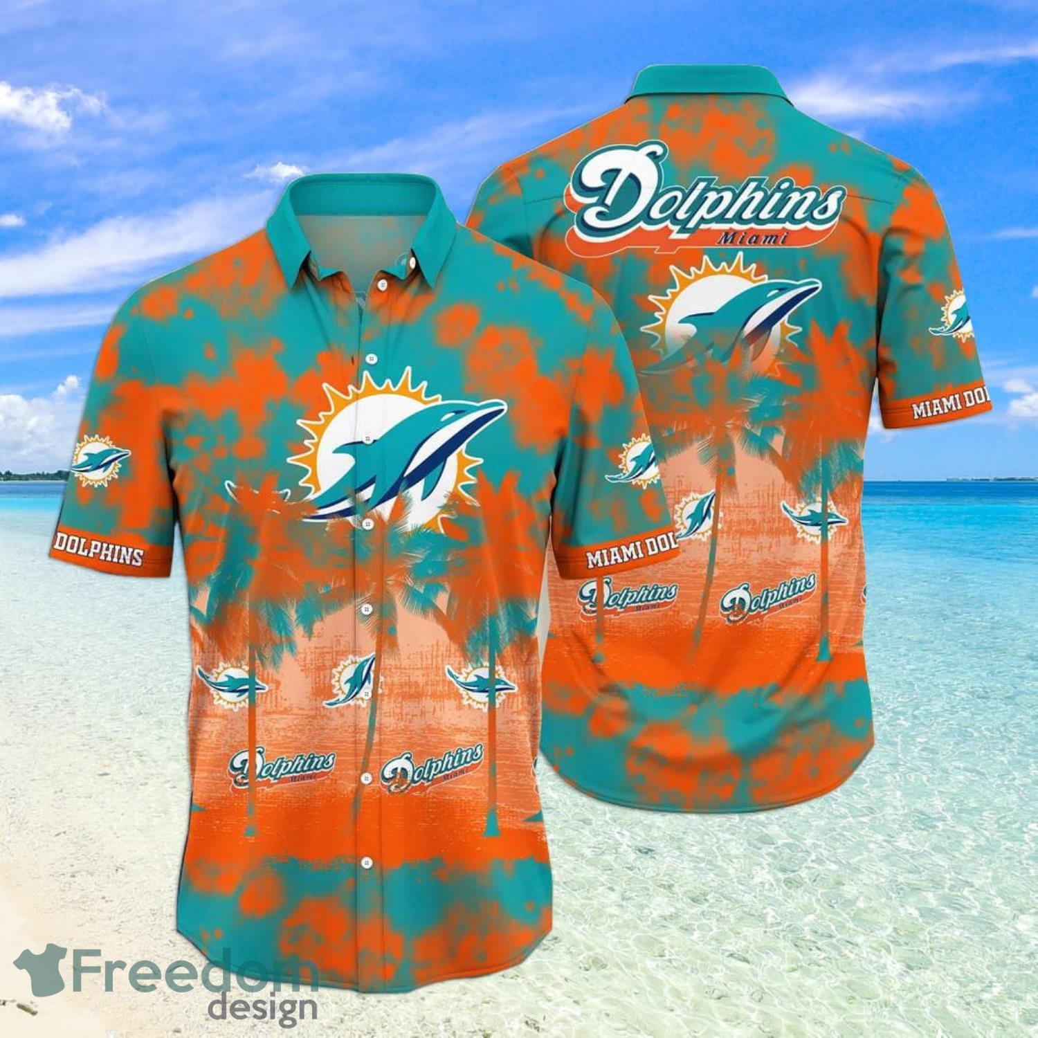 Miami Dolphins NFL Hawaiian Shirt Tan Linestime Aloha Shirt