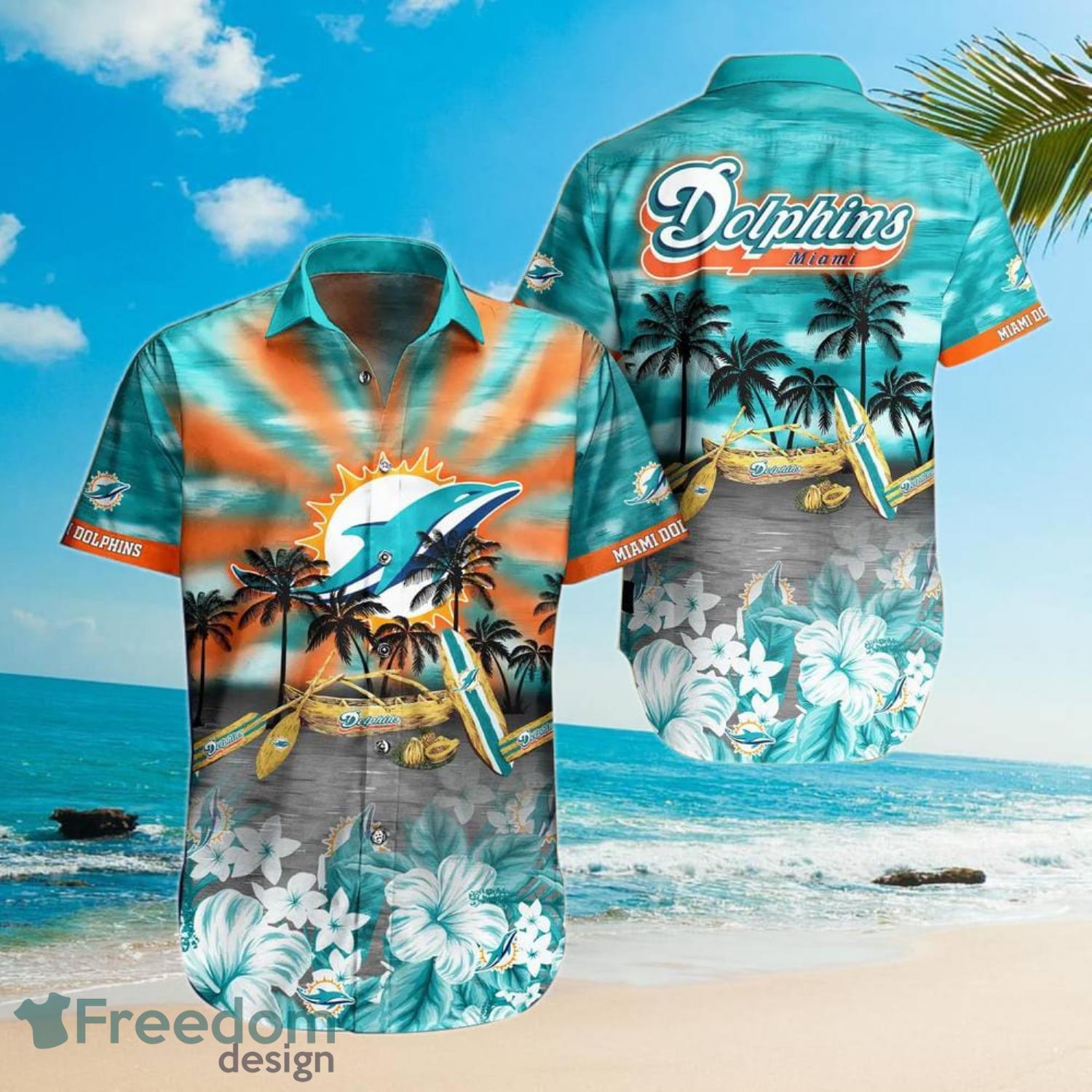 Miami Dolphins NFL Hawaiian Shirt Tan Linestime Aloha Shirt