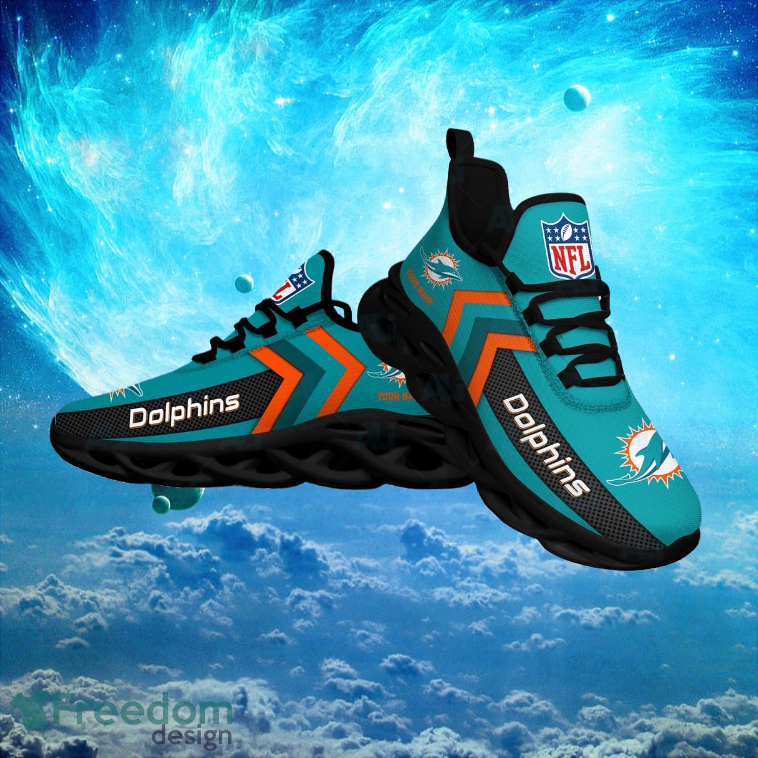 Miami Dolphins NFL Logo Fans Custom Name Max Soul Shoes Product Photo 1