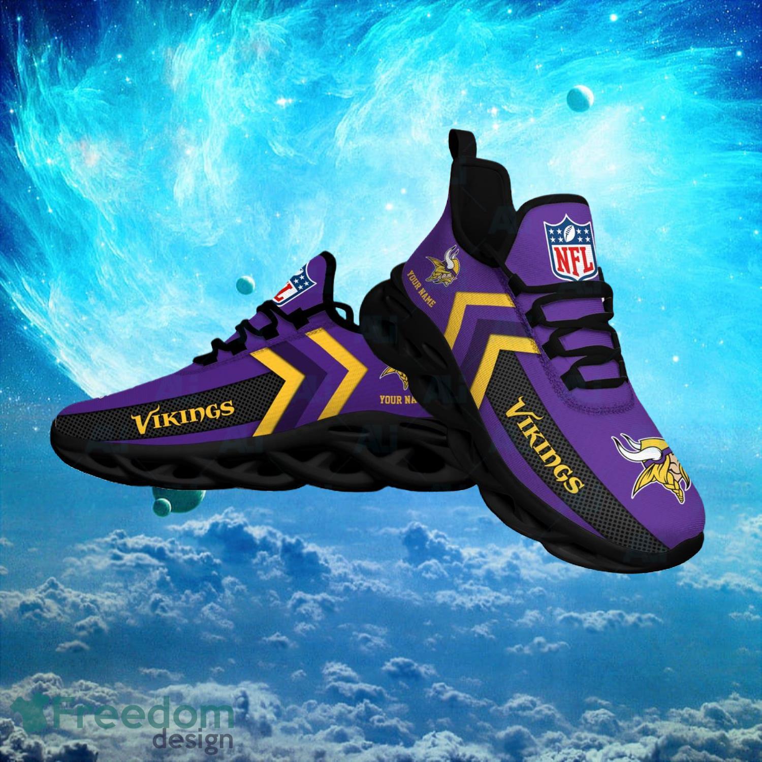 Minnesota Vikings NFL Logo Fans Custom Name Max Soul Shoes Product Photo 2