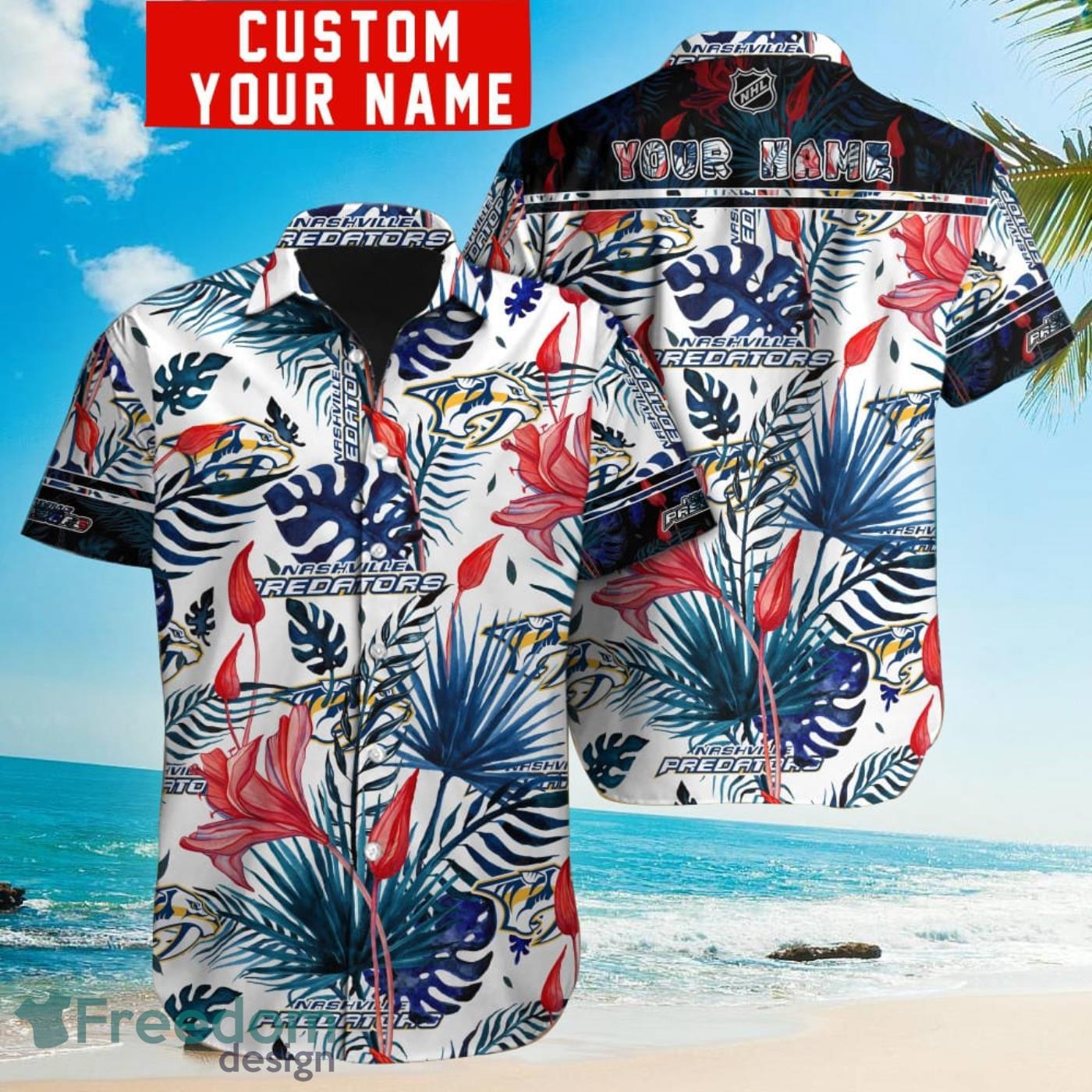 Atlanta Braves Tropical Floral Custom Name Aloha Hawaiian Shirt