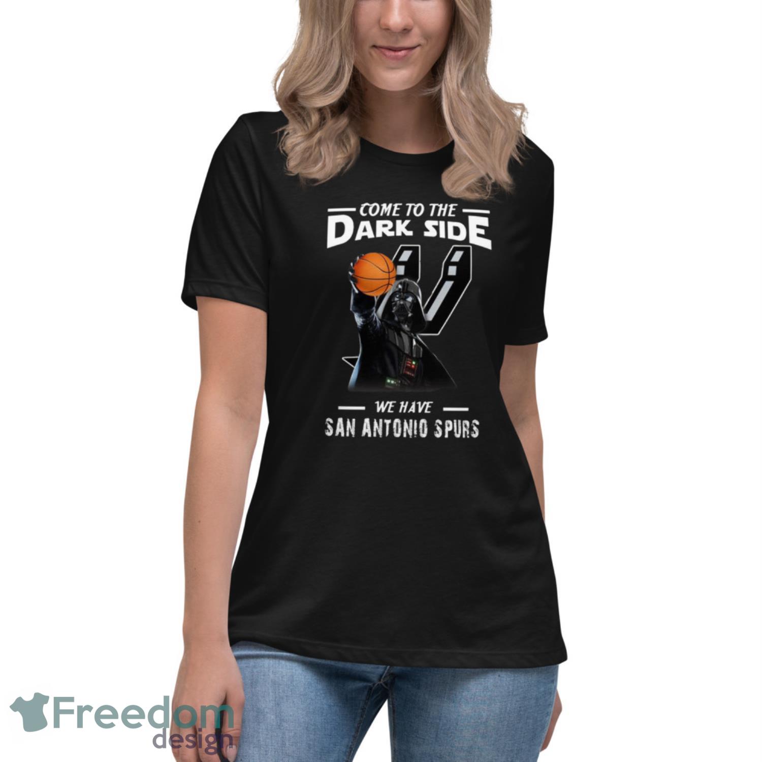 NBA Come To The Dark Side We Have San Antonio Spurs Star Wars Darth Vader Basketball T Shirt - Womens Relaxed Short Sleeve Jersey Tee NBA Come To The Dark Side We Have San Antonio Spurs Star Wars Darth Vader Basketball T Shirt - Womens Relaxed Short Sleeve Jersey Tee