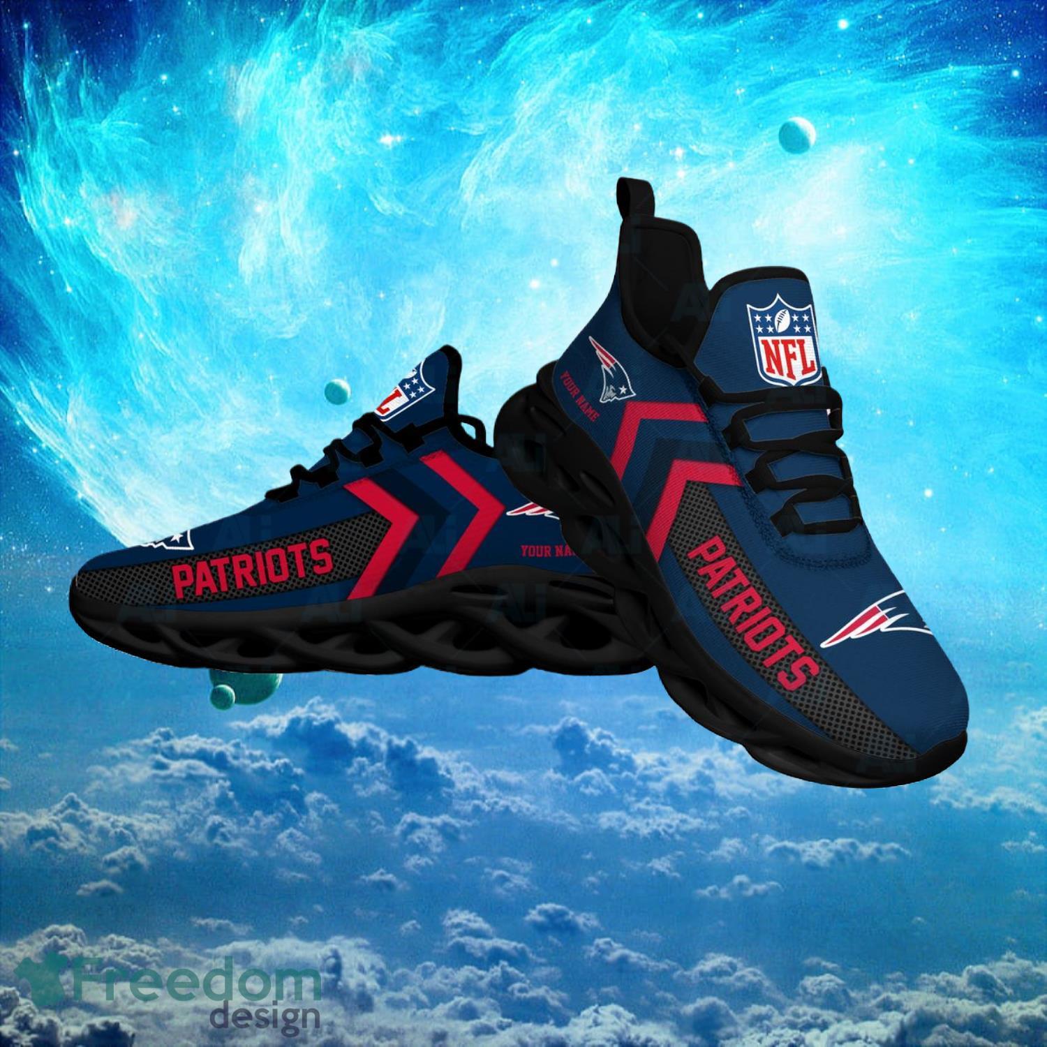 New England Patriots NFL Logo Fans Custom Name Max Soul Shoes Product Photo 1