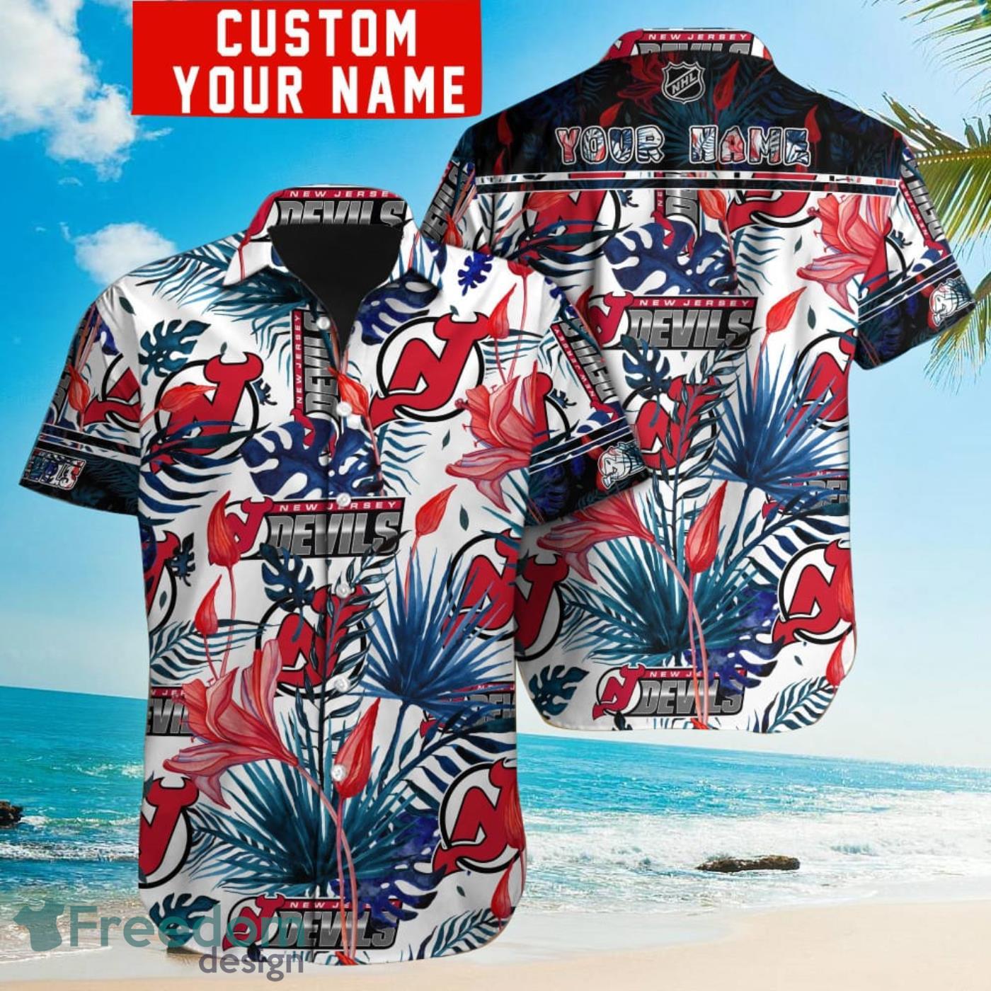 New Jersey Devils NHL Summer Hawaii Shirt And Tshirt Custom Aloha Shirt -  Trendy Aloha