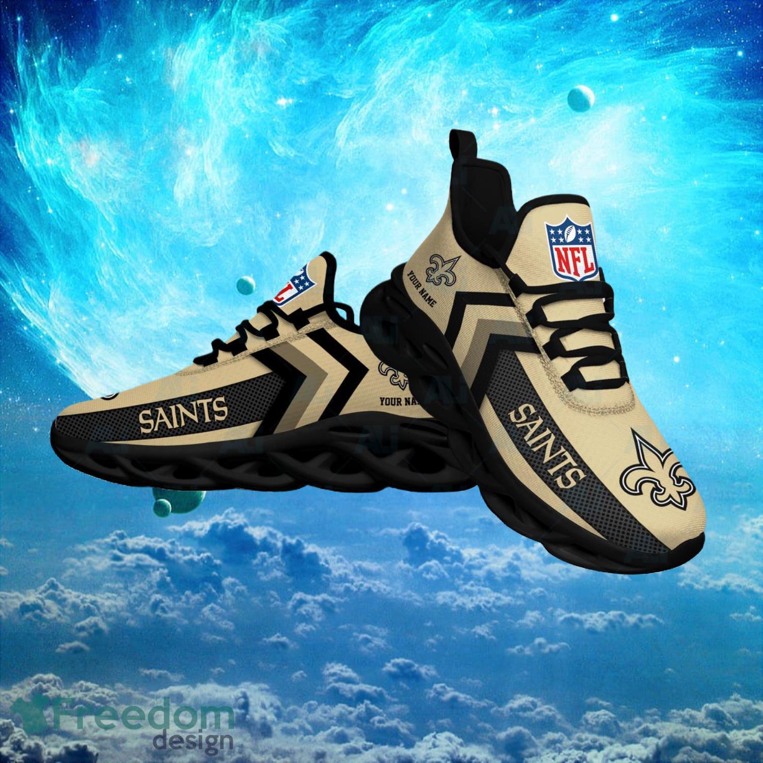 New Orleans Saints NFL Logo Fans Custom Name Max Soul Shoes Product Photo 1