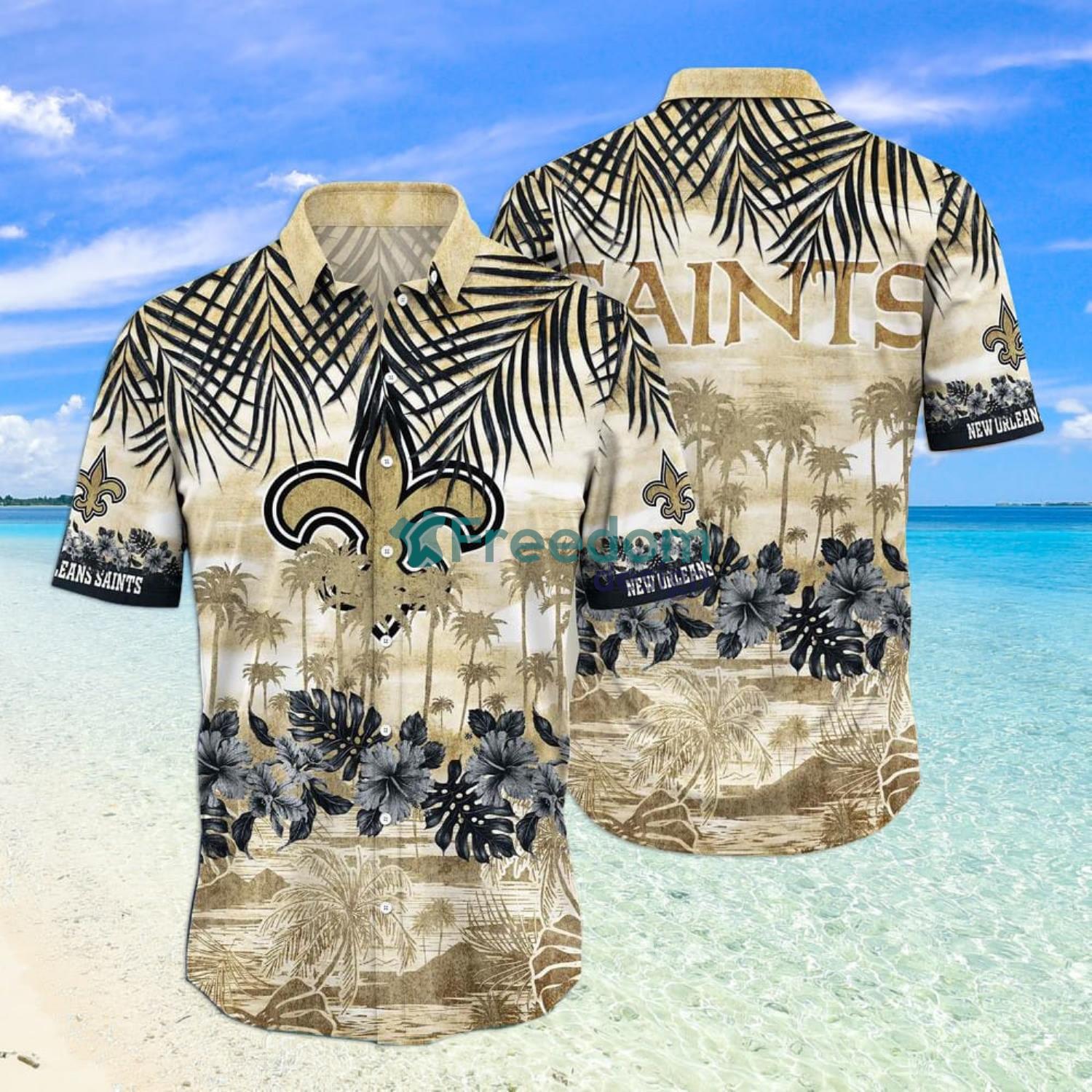 New Orleans Saints Nfl Flowers Pattern And Symbol Over Print Hawaiian Shirt  And Beach Short - Freedomdesign