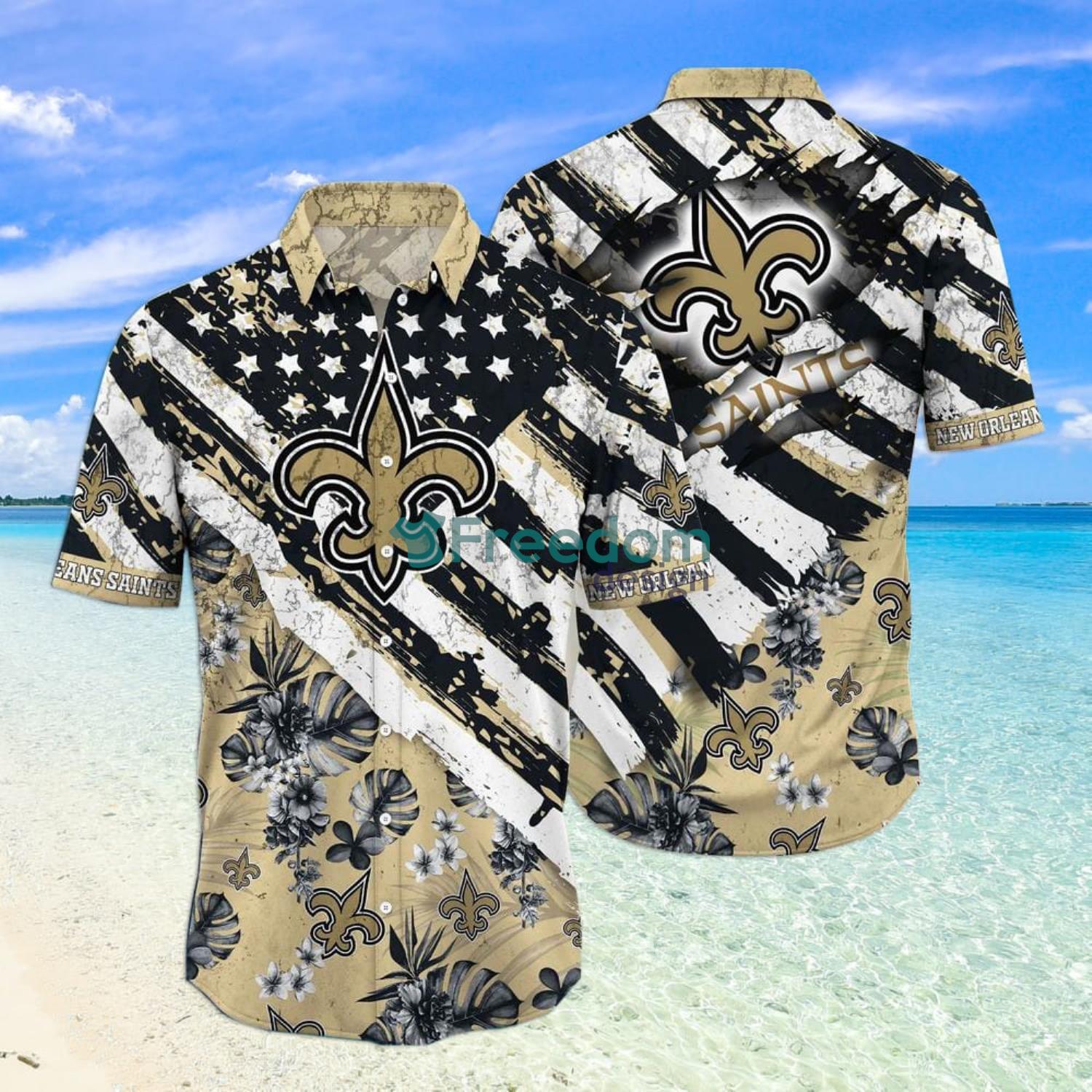 New Orleans Saints Button-Down Shirts Hawaiian Beach Shirts Casual