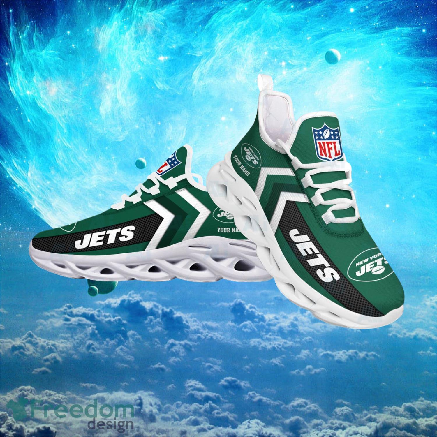 New York Jets NFL Logo Fans Custom Name Max Soul Shoes Product Photo 2