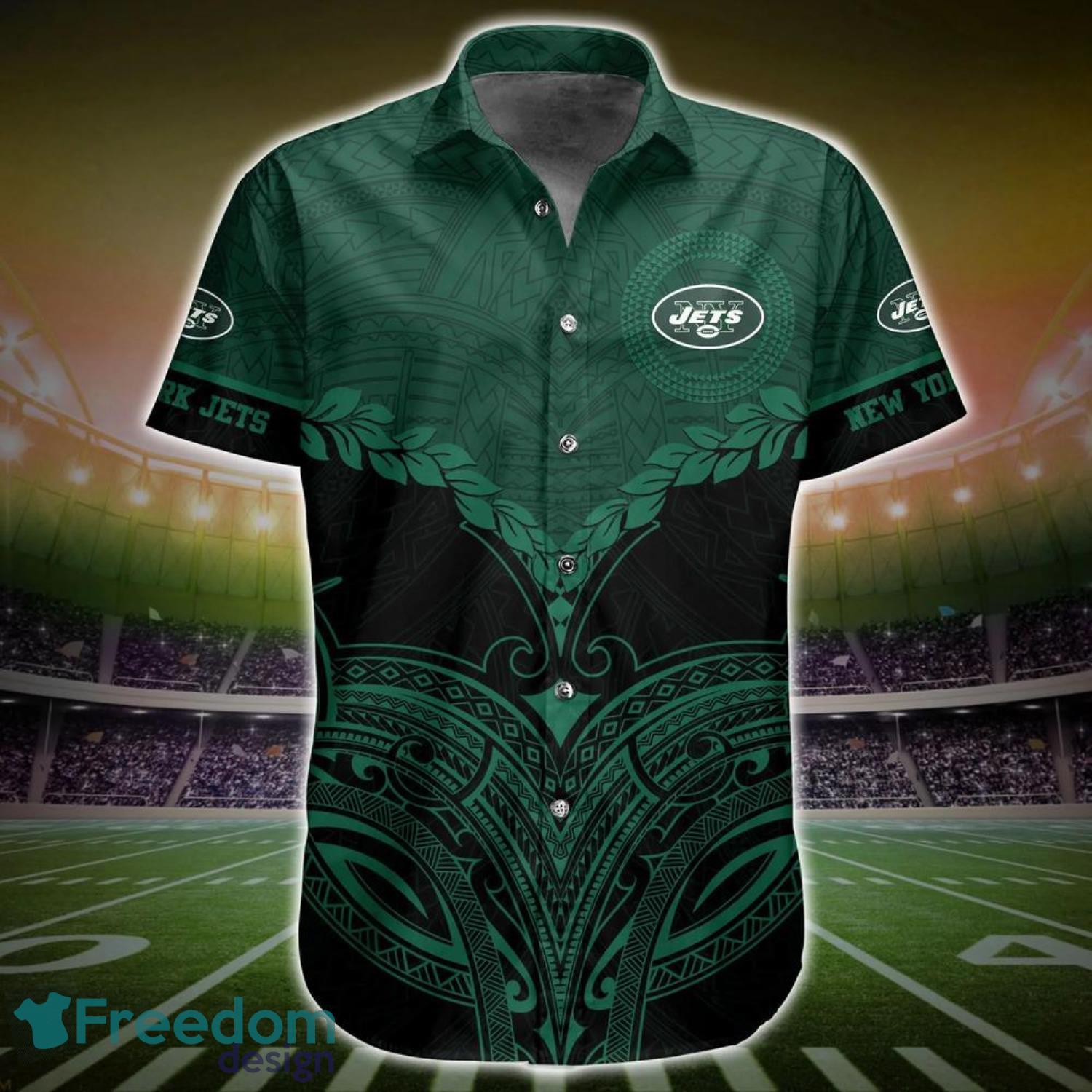 NFL New York Jets Green White Hawaiian Shirt - Trendy Aloha