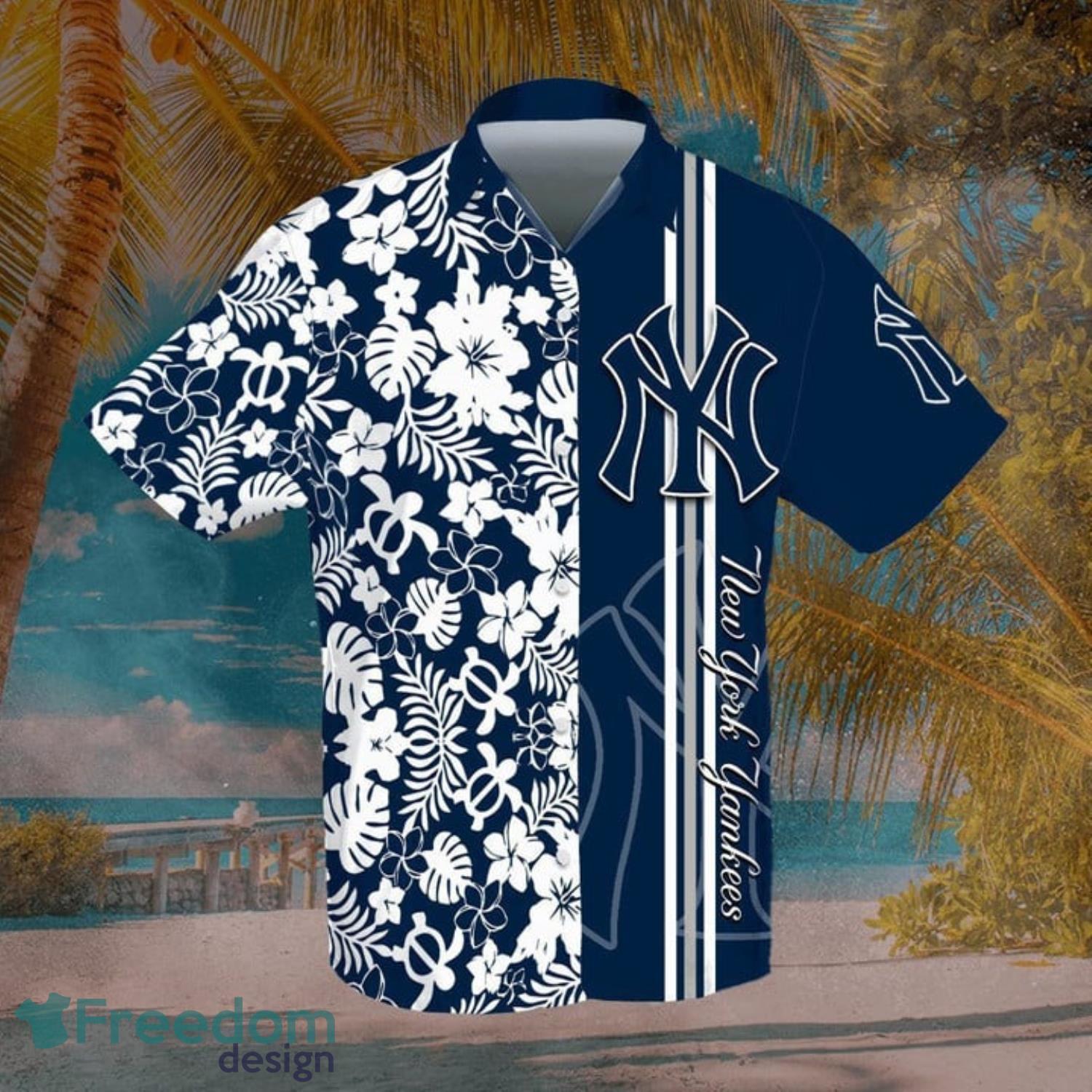 Personalized New York Yankees All Over Print 3D Flowery Aloha