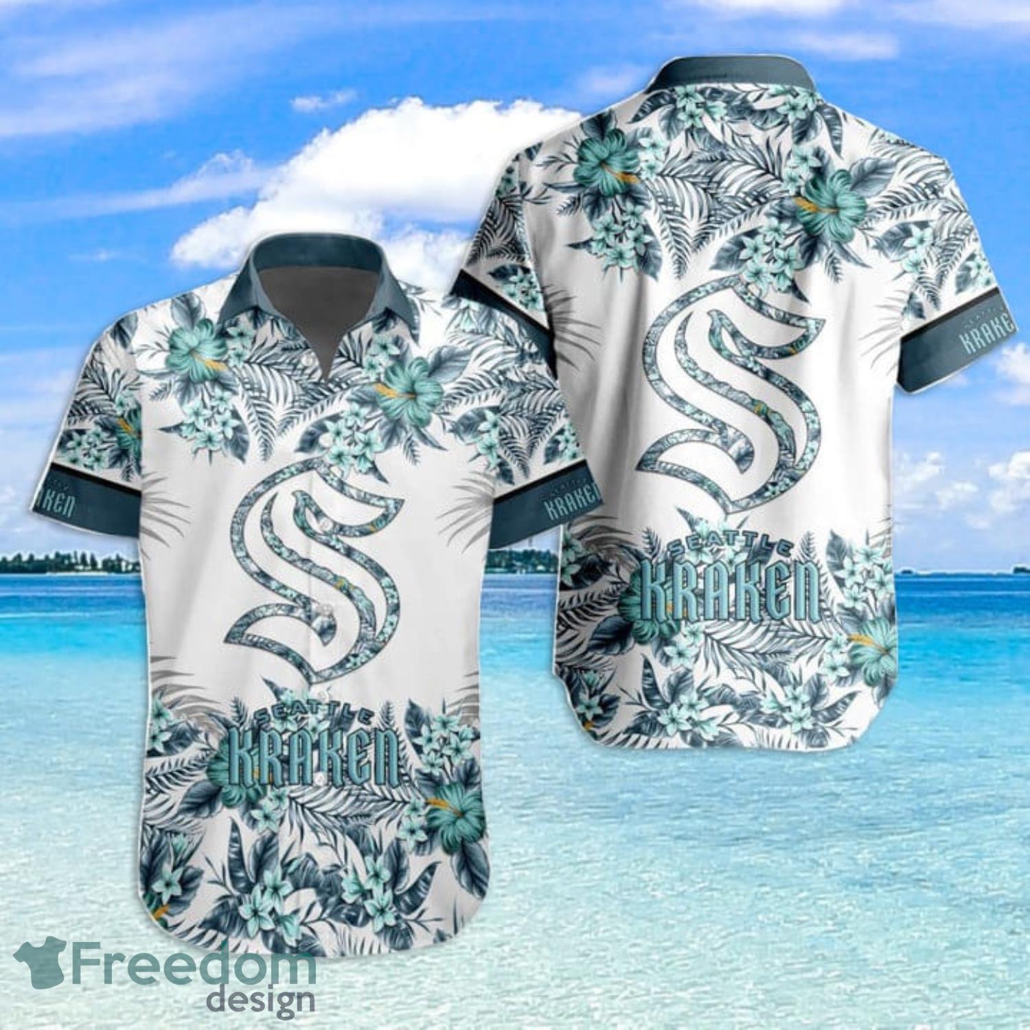 NHL Seattle Kraken Coconut Pattern Hawaiian Shirt - Freedomdesign