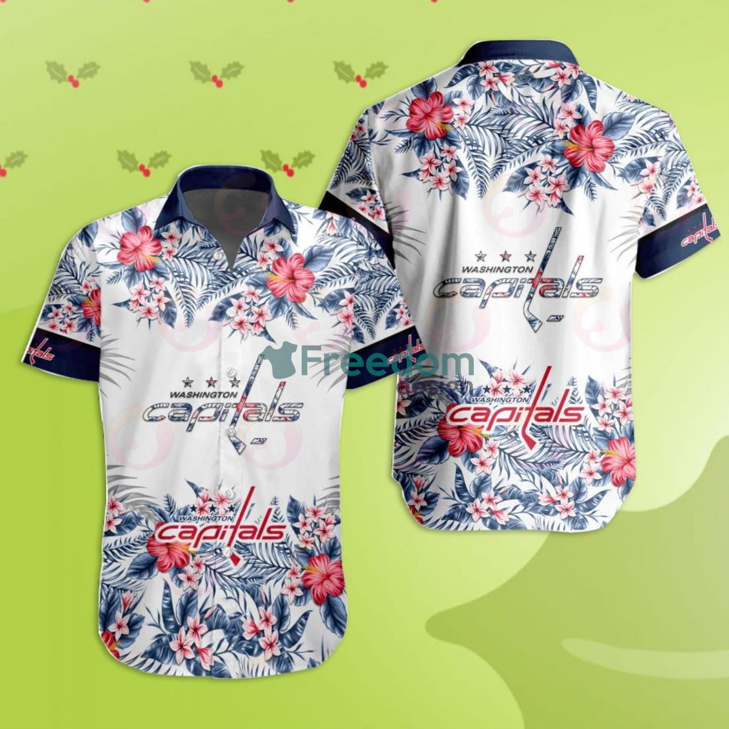 Washington Capitals NHL Mens Floral Hawaiian Shirt - Freedomdesign
