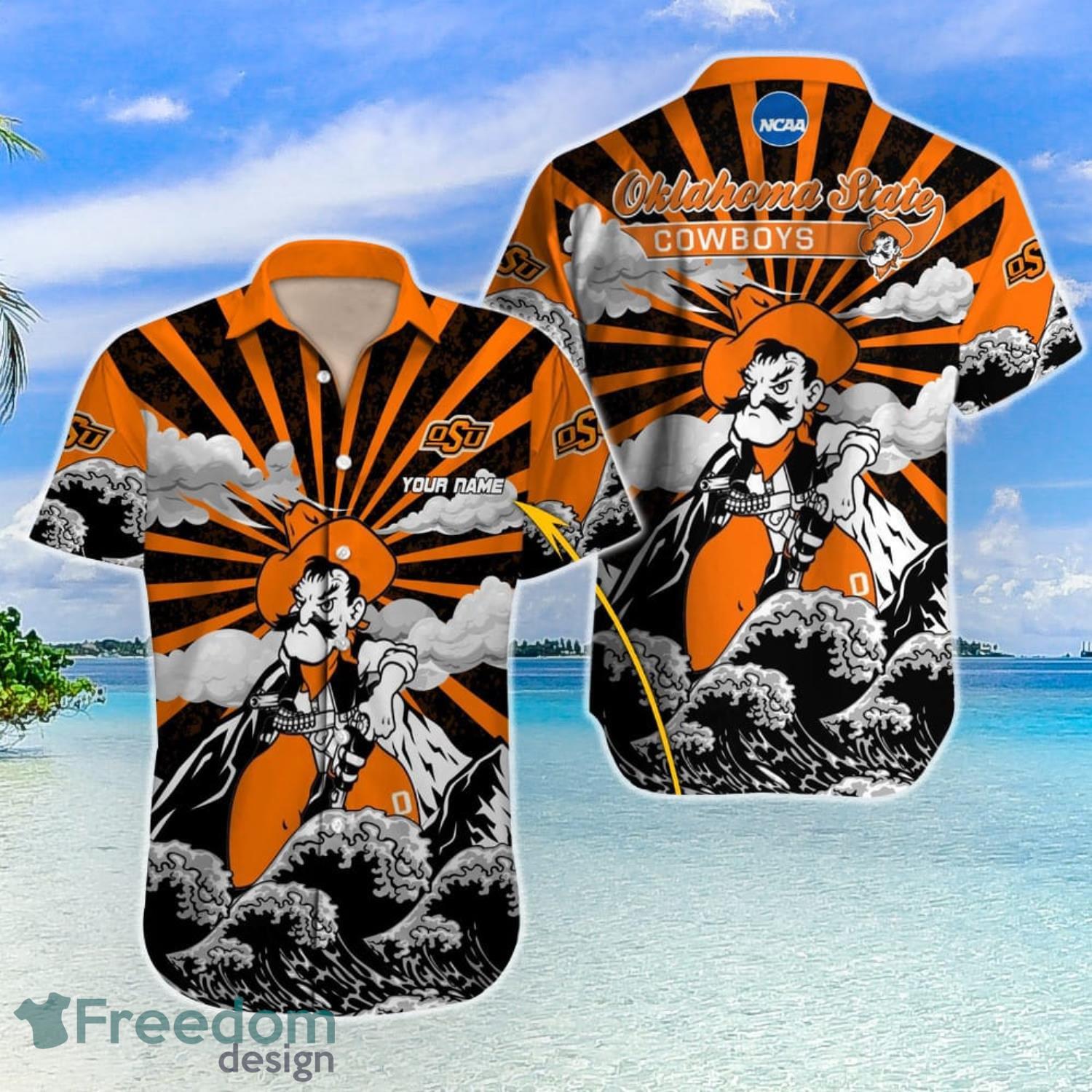 Custom Name Oklahoma State Cowboys NCAA Logo Dolphin Beach Funny Hawaiian  Shirt - Limotees